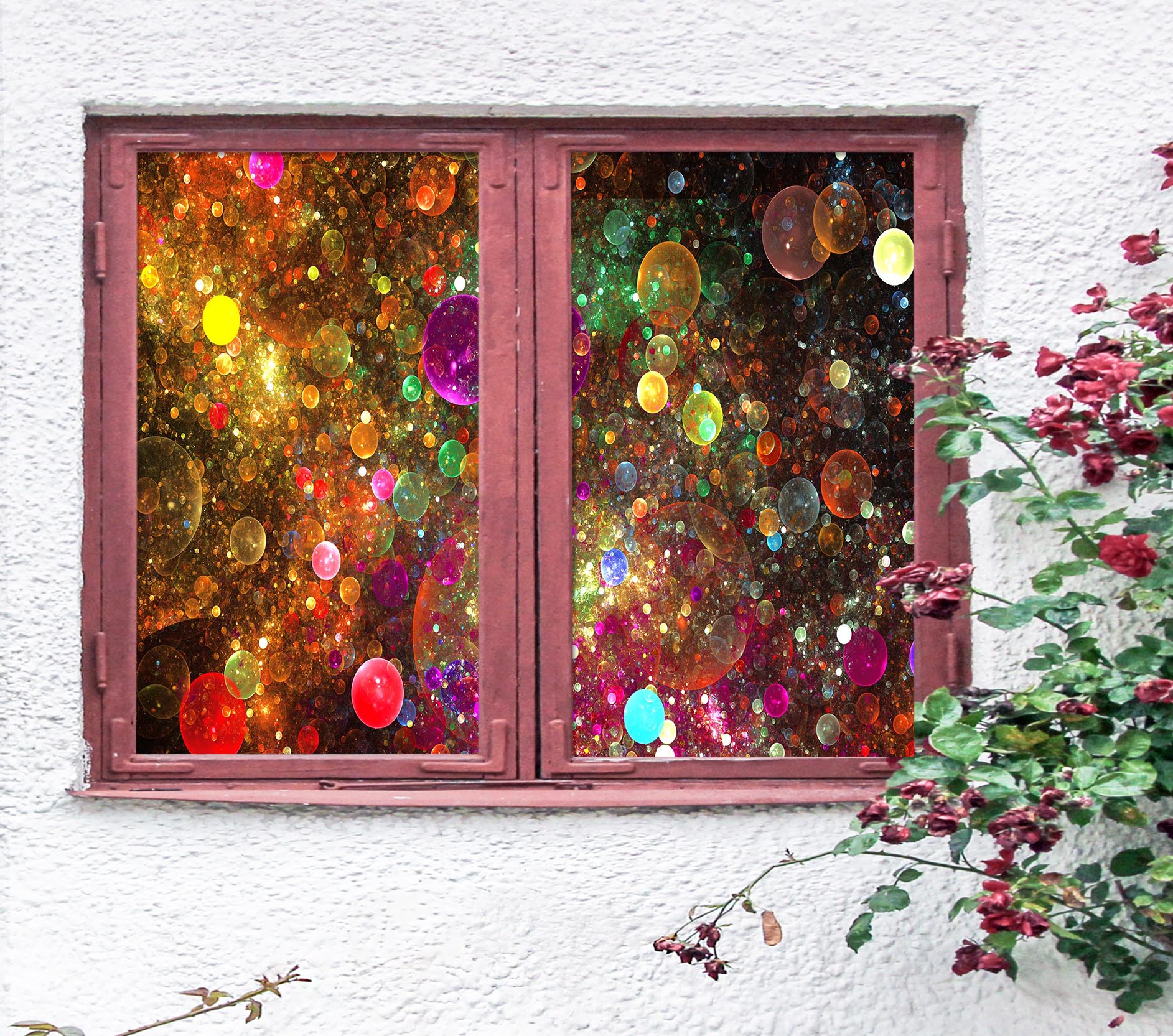 3D Color Bubble 316 Window Film Print Sticker Cling Stained Glass UV Block