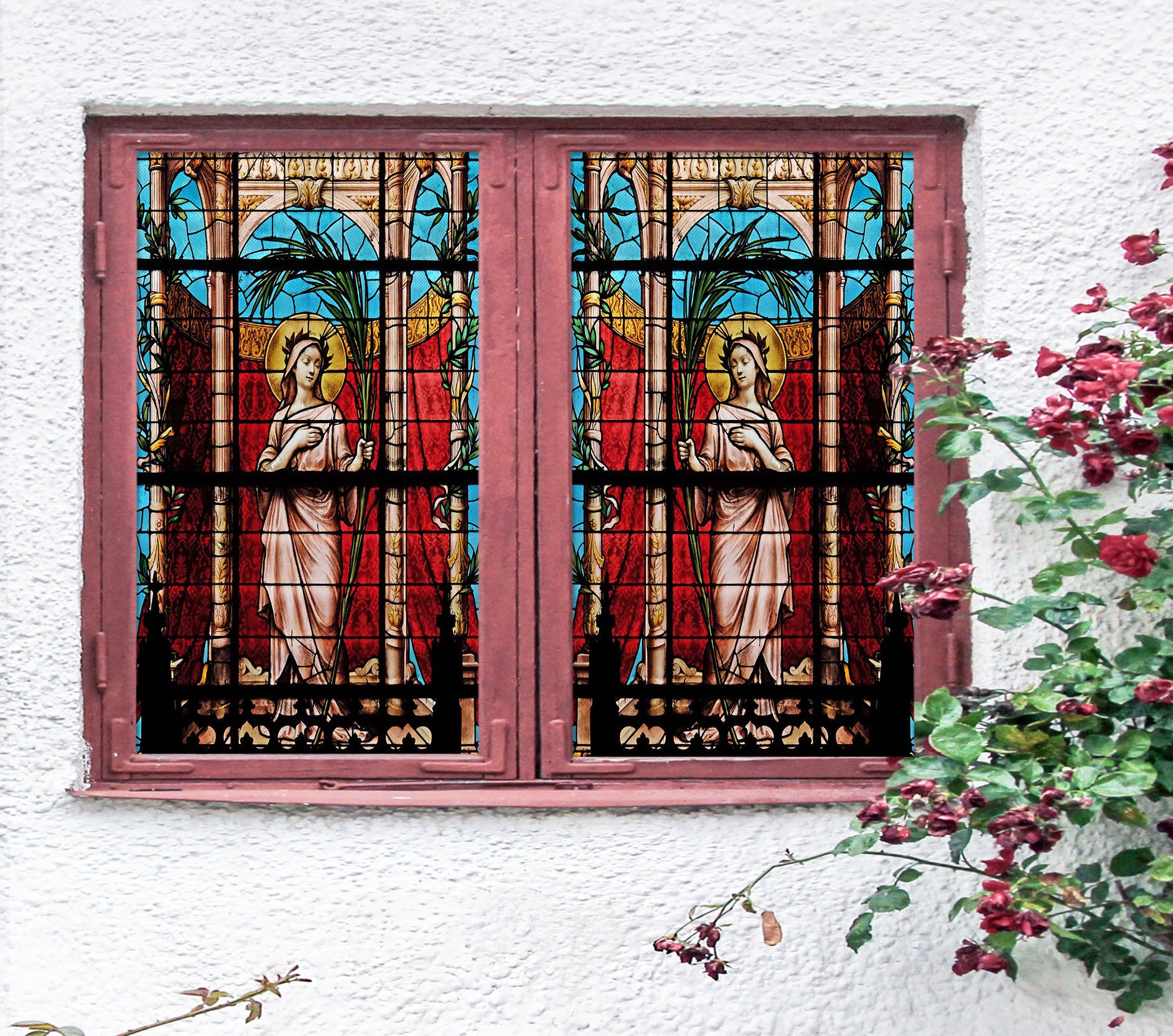 3D Religious Woman 223 Window Film Print Sticker Cling Stained Glass UV Block