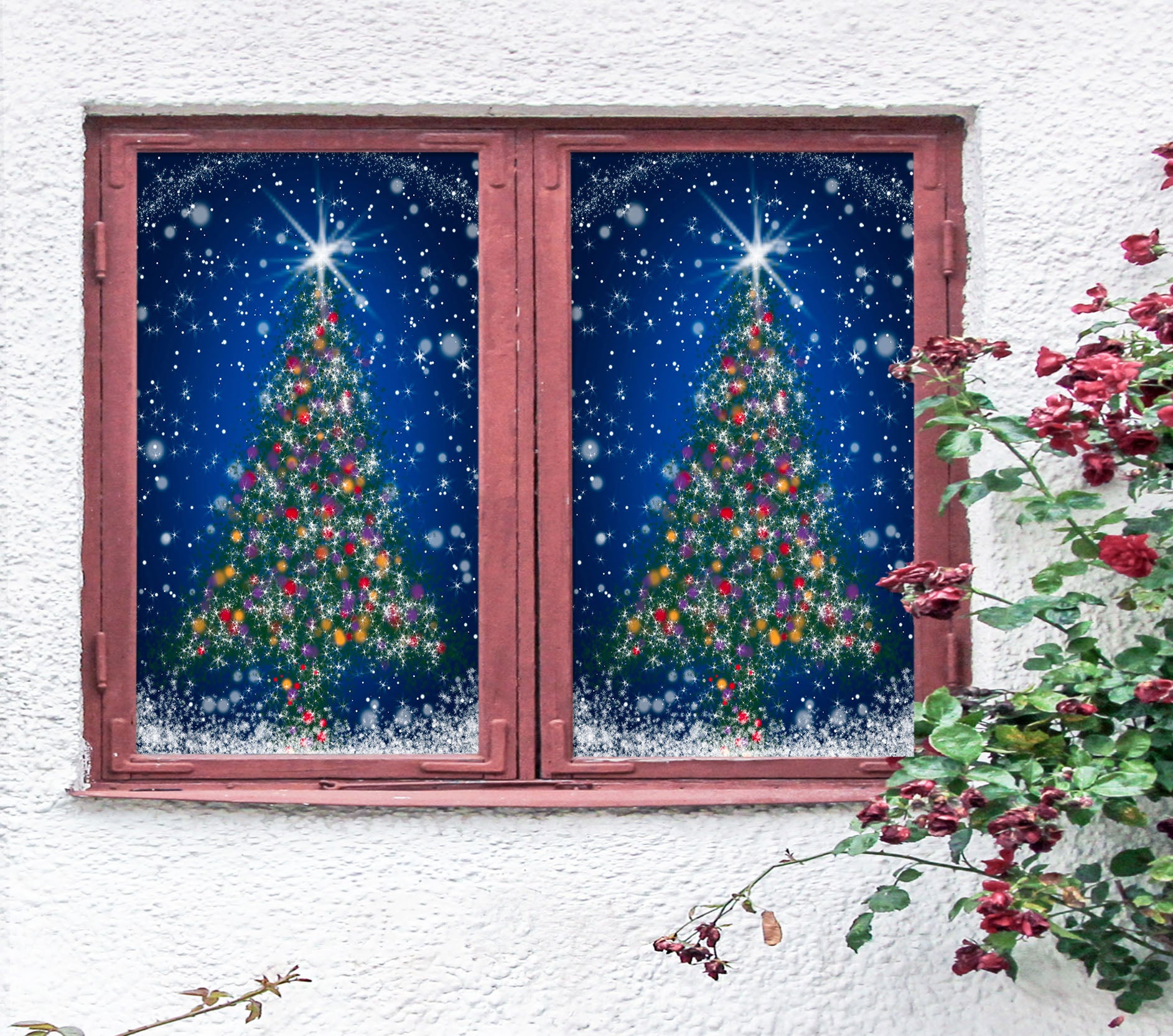 3D Christmas Tree 31012 Christmas Window Film Print Sticker Cling Stained Glass Xmas