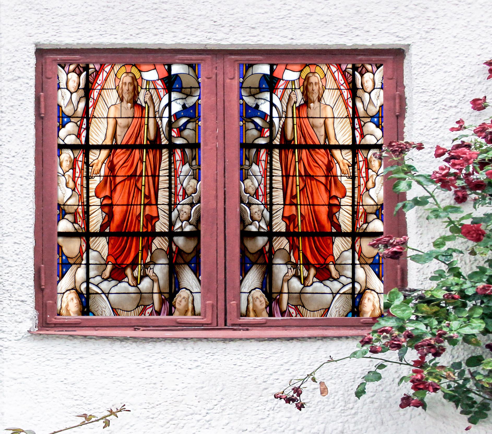 3D Archbishop Angel 141 Window Film Print Sticker Cling Stained Glass UV Block