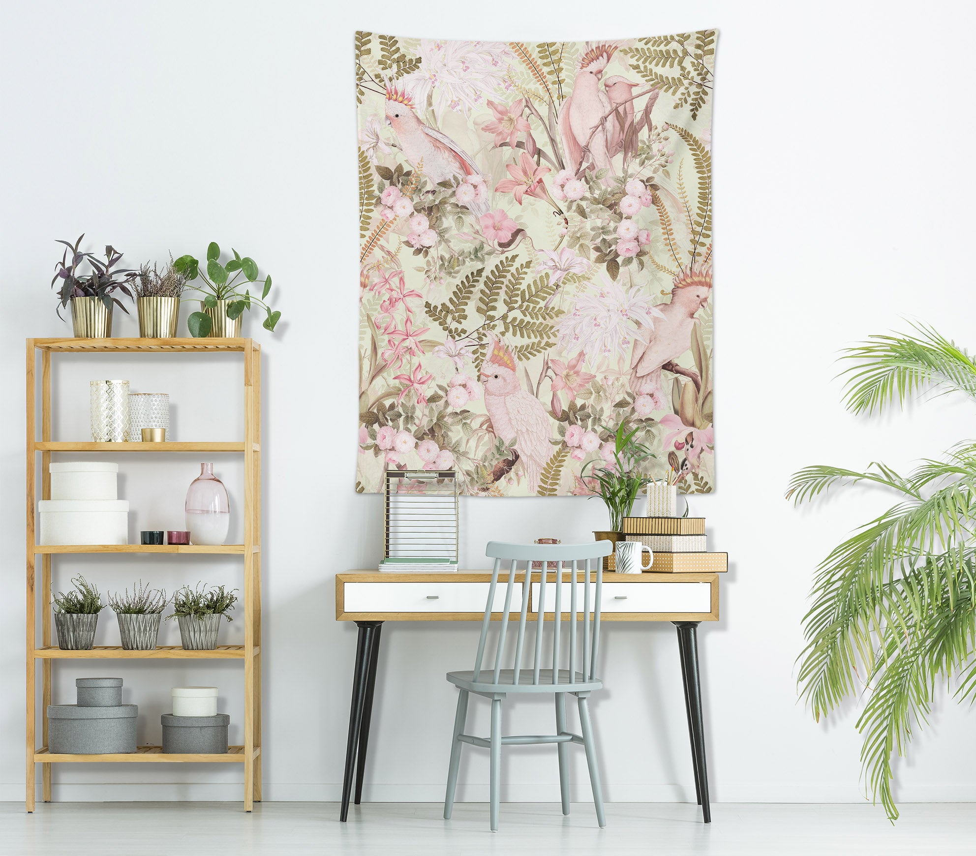 3D Pink Flower Parrot 5371 Uta Naumann Tapestry Hanging Cloth Hang