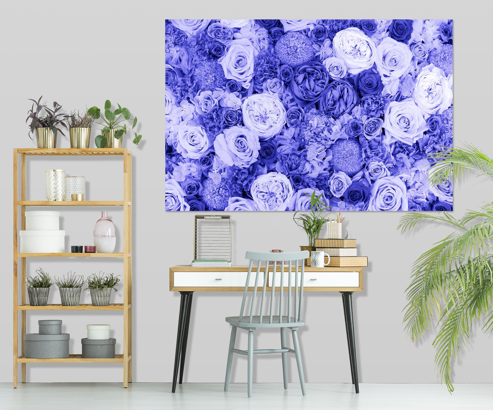 3D Purple Rose 015 Noirblanc777 Wall Sticker