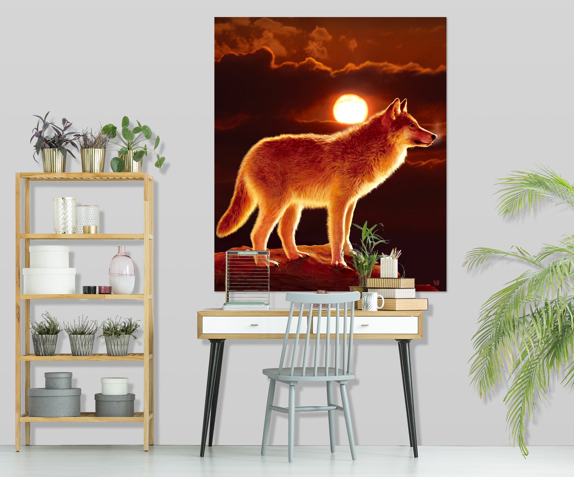 3D Sunset Wolf 076 Vincent Hie Wall Sticker