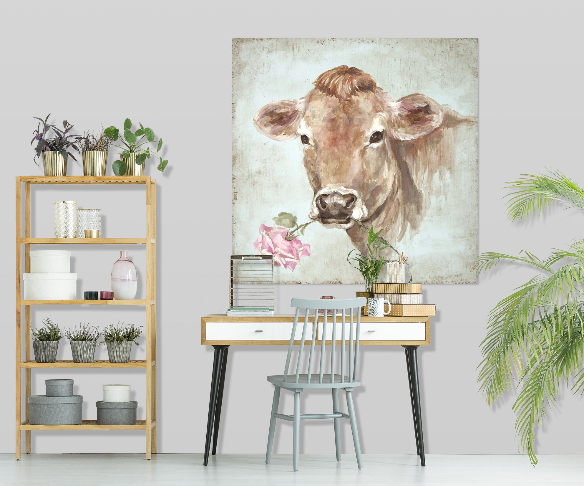 3D Cow Rose 003 Debi Coules Wall Sticker