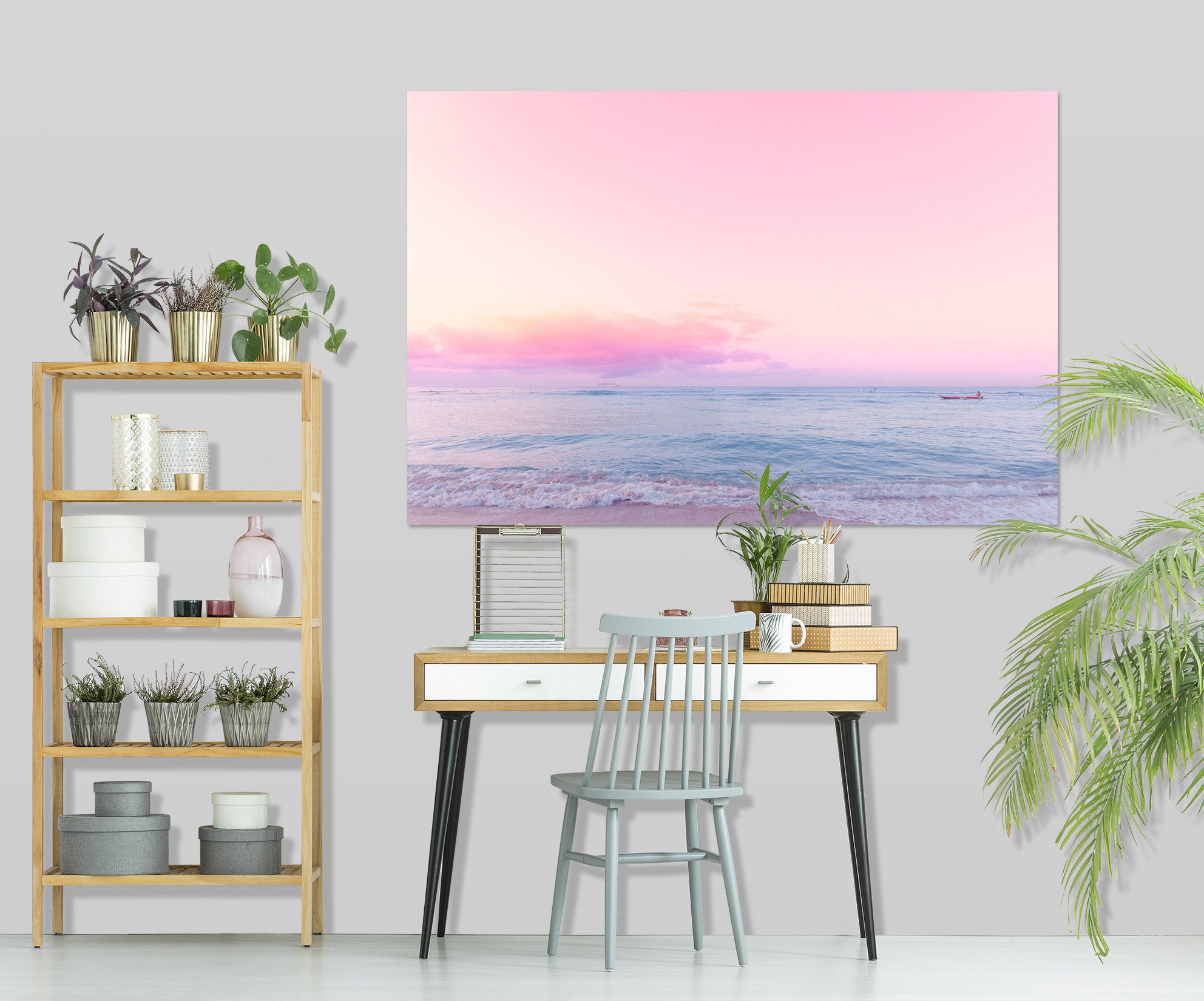 3D Pink Sky 023 Noirblanc777 Wall Sticker