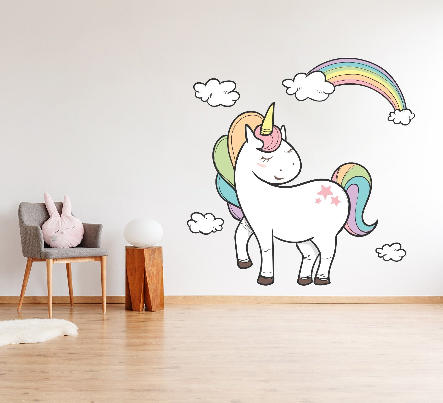 3D Cartoon Unicorn Rainbow 147 Wall Stickers Wallpaper AJ Wallpaper 