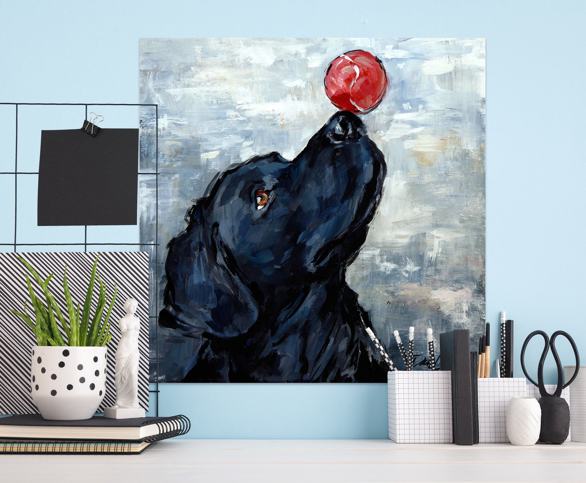 3D Dog Red Ball 006 Debi Coules Wall Sticker