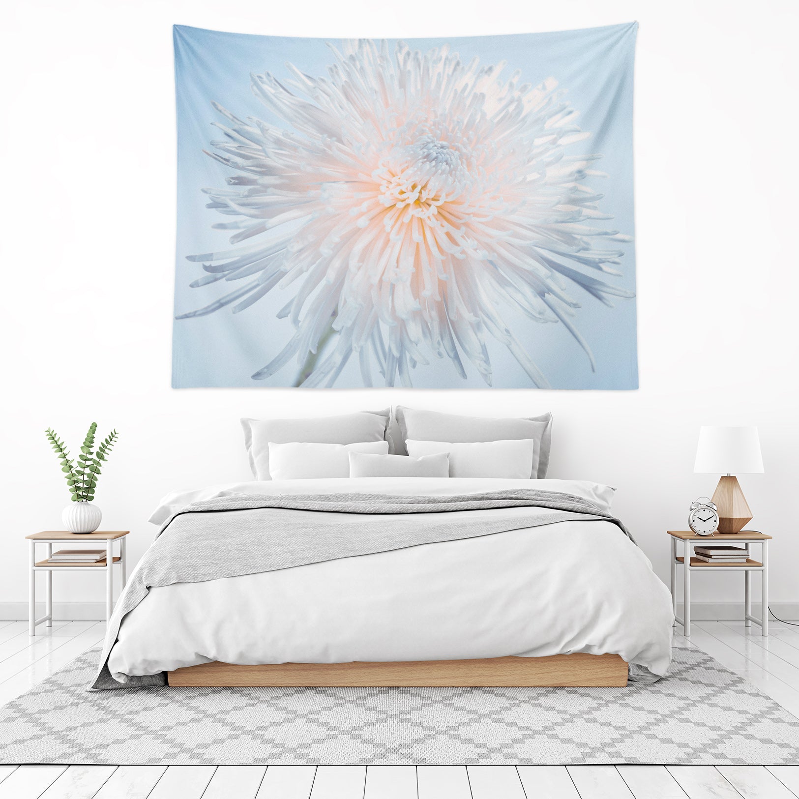 3D White Chrysanthemum 11650 Assaf Frank Tapestry Hanging Cloth Hang