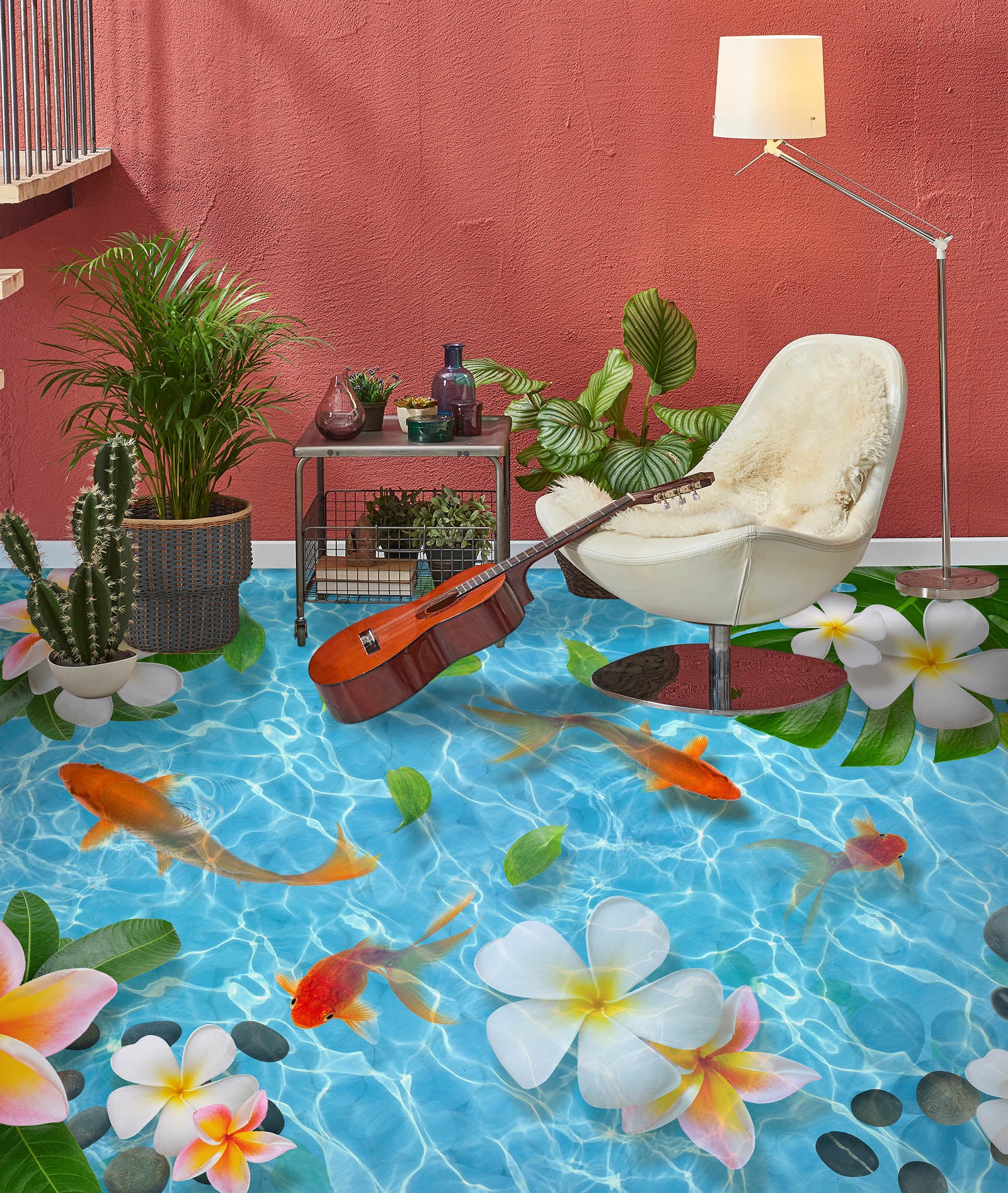 3D Blue Pond Water 277 Floor Mural  Wallpaper Murals Rug & Mat Print Epoxy waterproof bath floor