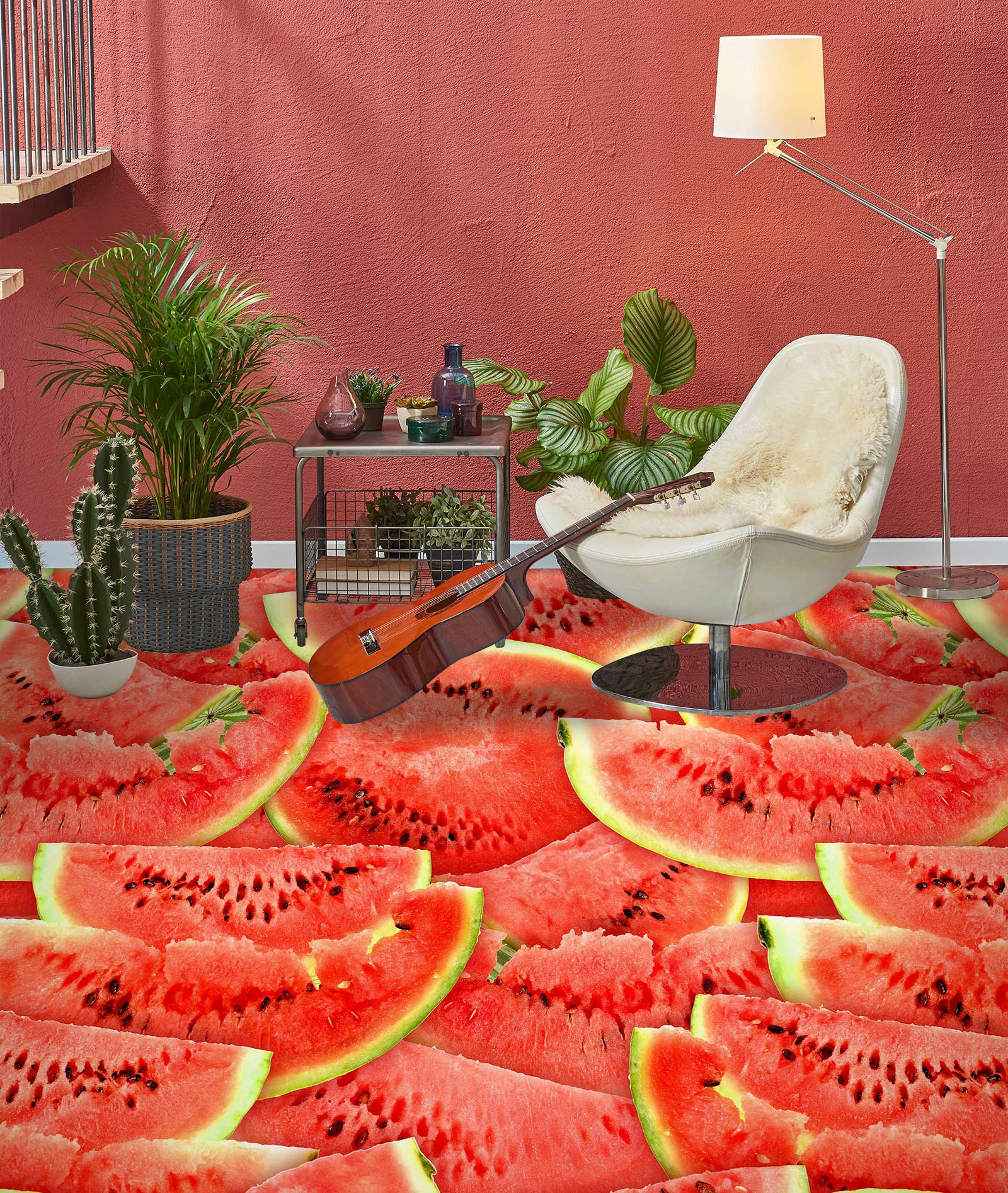 3D Red Watermelon 1346 Floor Mural  Wallpaper Murals Self-Adhesive Removable Print Epoxy