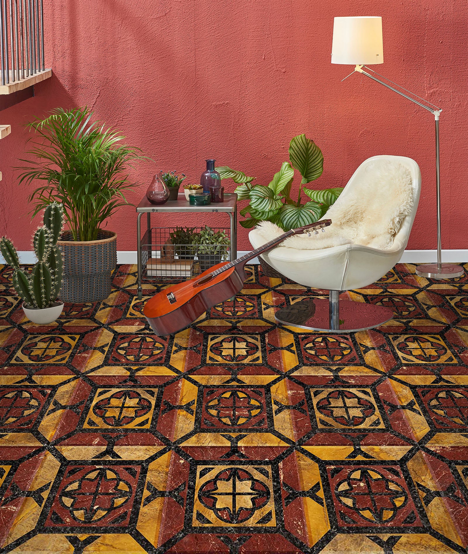 3D Rich Retro Design 970 Floor Mural  Wallpaper Murals Self-Adhesive Removable Print Epoxy