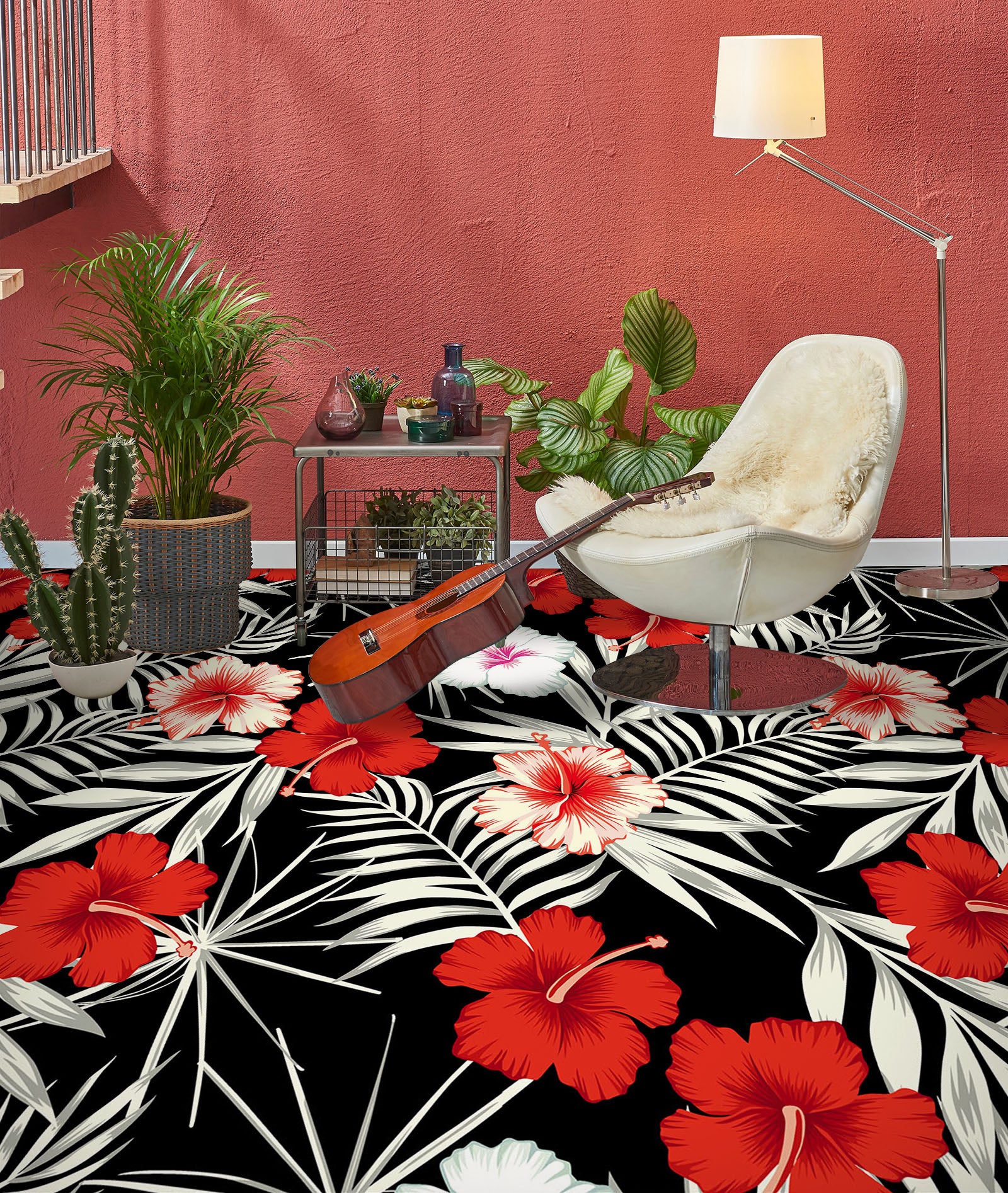 3D Rich Red Flowers 1231 Floor Mural  Wallpaper Murals Self-Adhesive Removable Print Epoxy