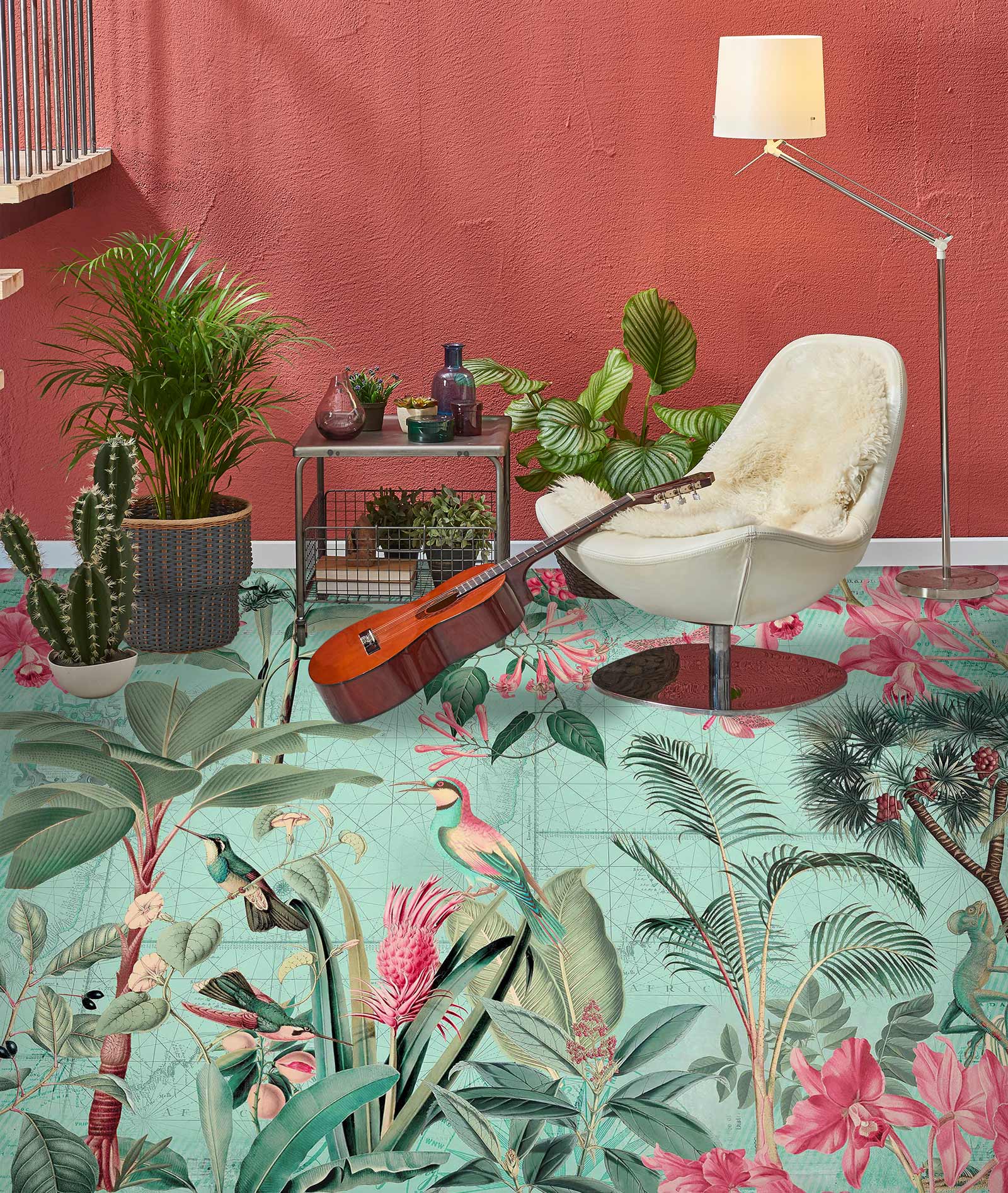 3D Jungle Colorful Bird Dragonfly 10053 Andrea Haase Floor Mural  Wallpaper Murals Self-Adhesive Removable Print Epoxy