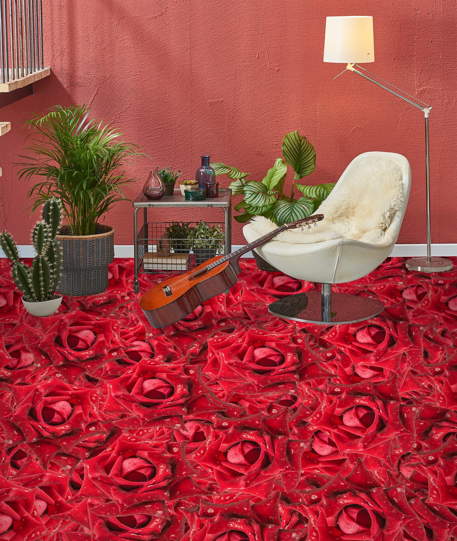 3D Fantasy Red Roses 323 Floor Mural  Wallpaper Murals Rug & Mat Print Epoxy waterproof bath floor
