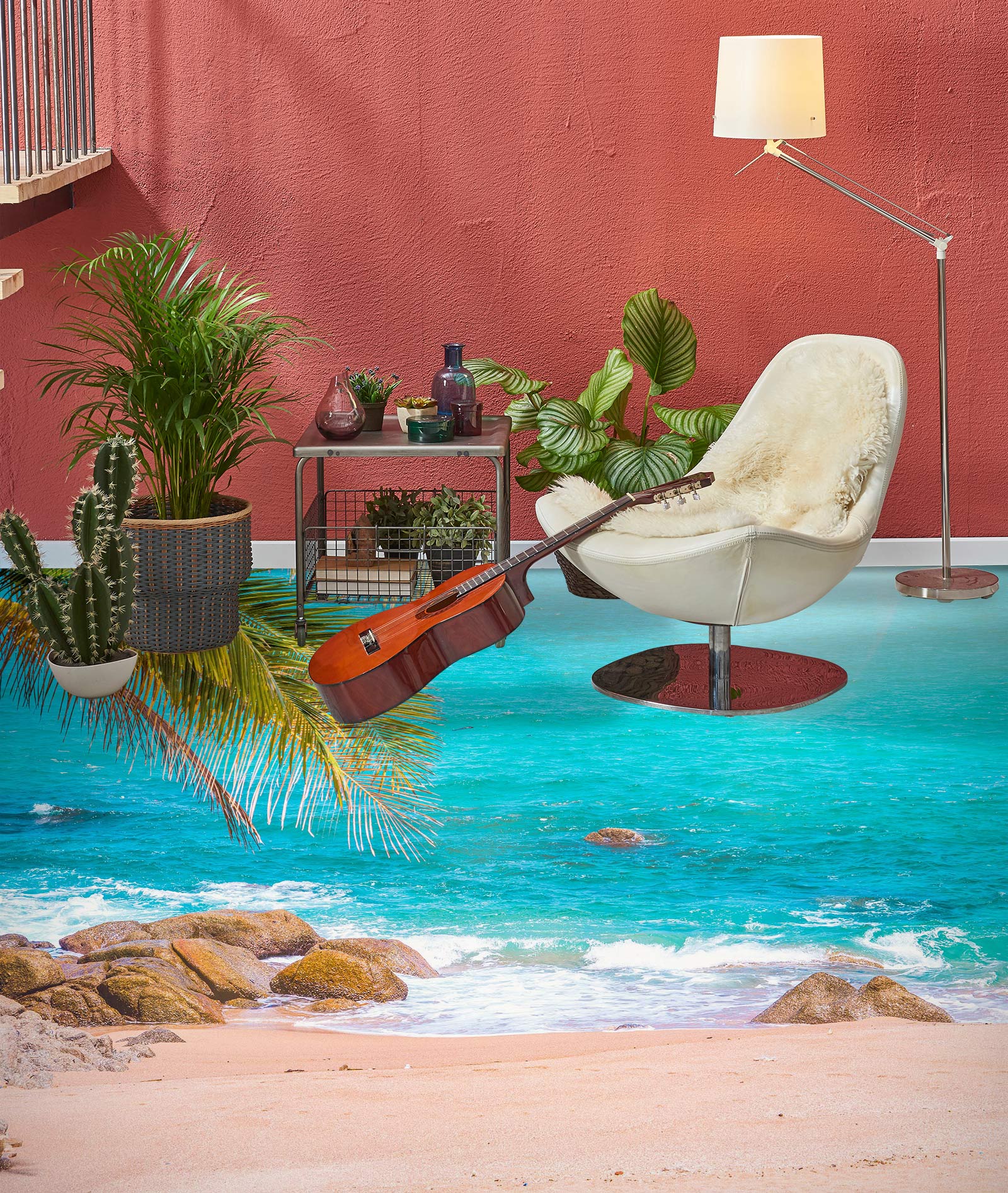 3D Leisurely Beach Diary 1149 Floor Mural  Wallpaper Murals Self-Adhesive Removable Print Epoxy