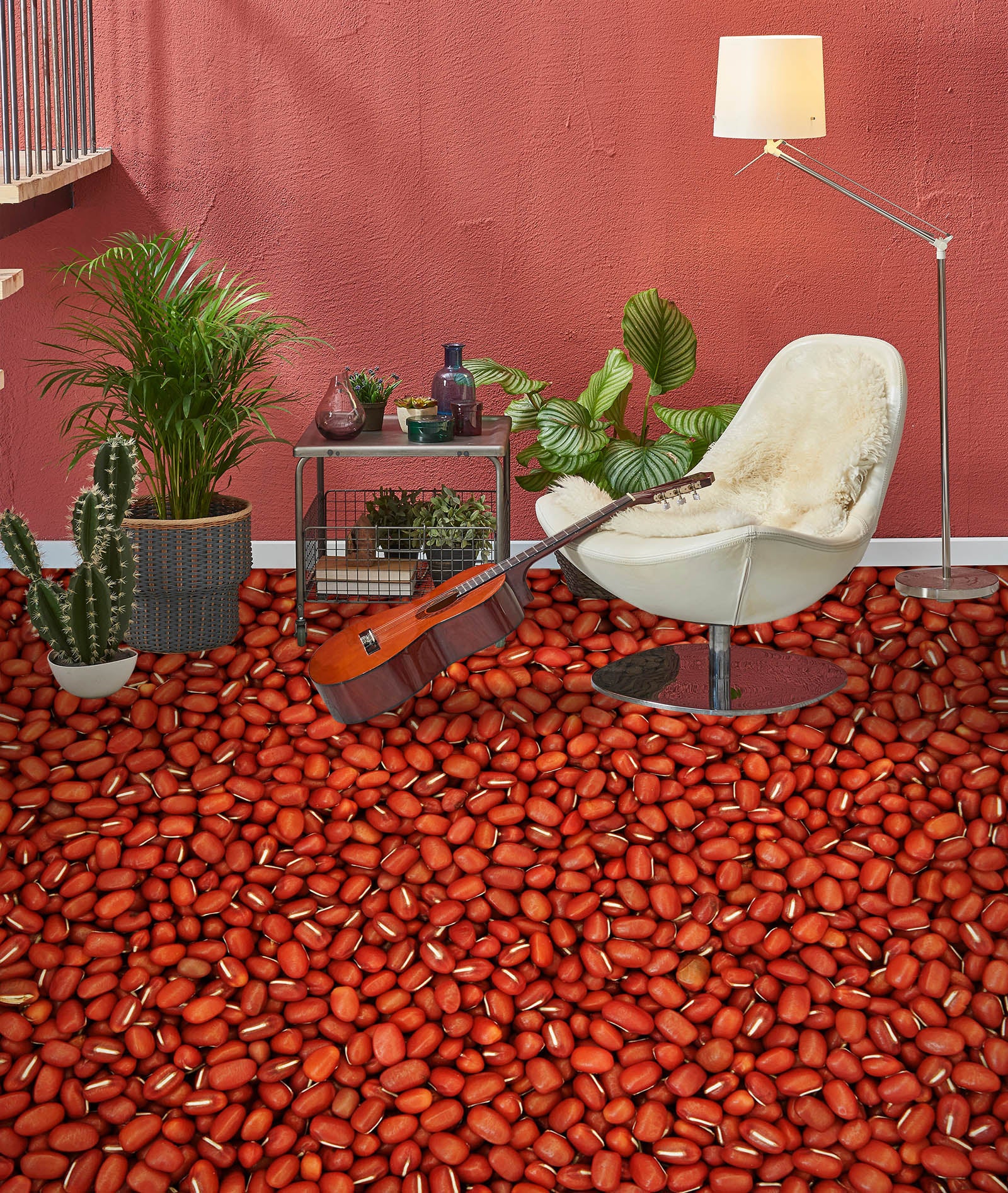 3D Red Bean Acacia 1490 Floor Mural  Wallpaper Murals Self-Adhesive Removable Print Epoxy