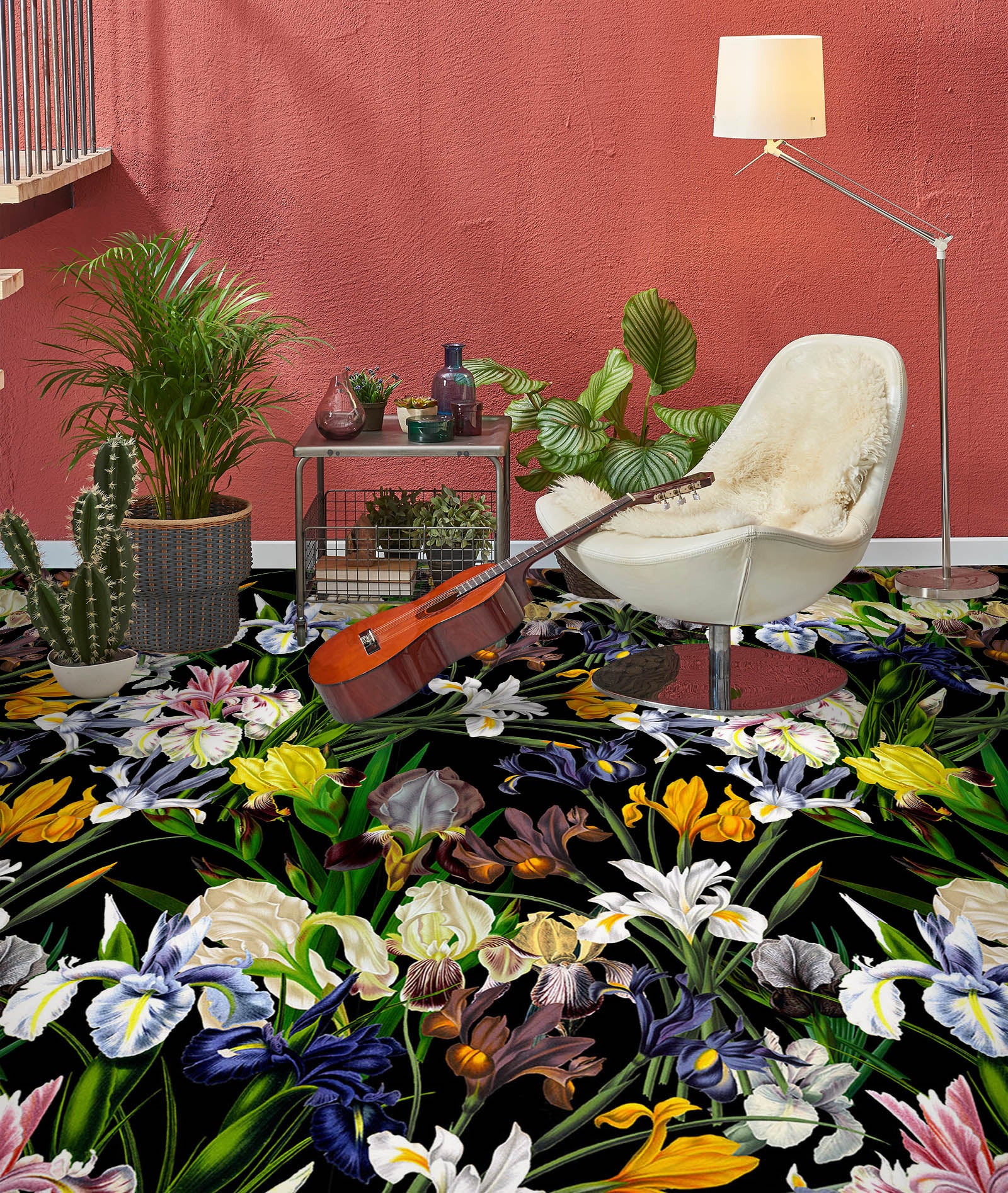 3D Various Colored Flowers 10021 Uta Naumann Floor Mural  Wallpaper Murals Self-Adhesive Removable Print Epoxy