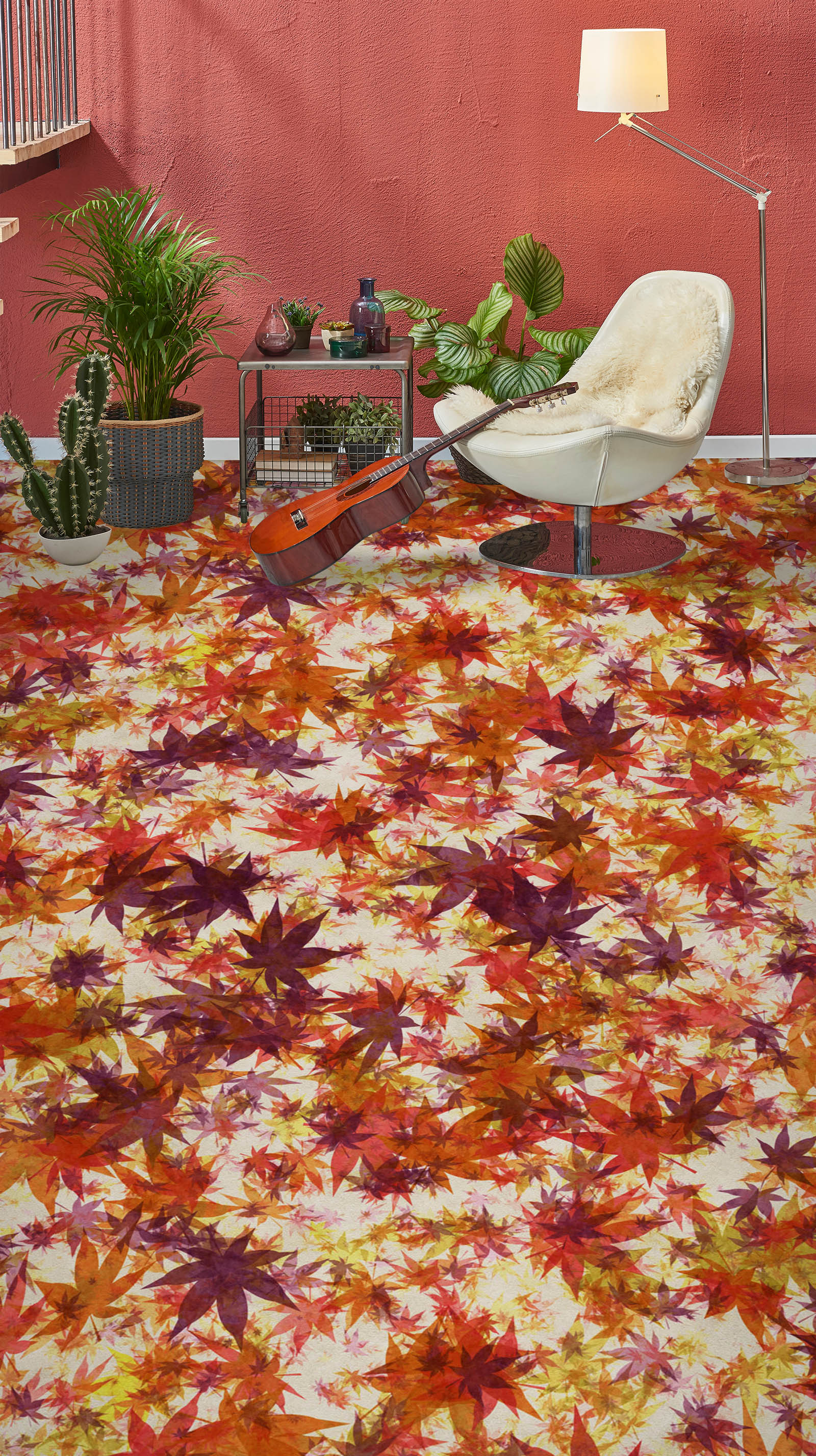 3D Red And Purple Leaves 221 Floor Mural  Wallpaper Murals Rug & Mat Print Epoxy waterproof bath floor
