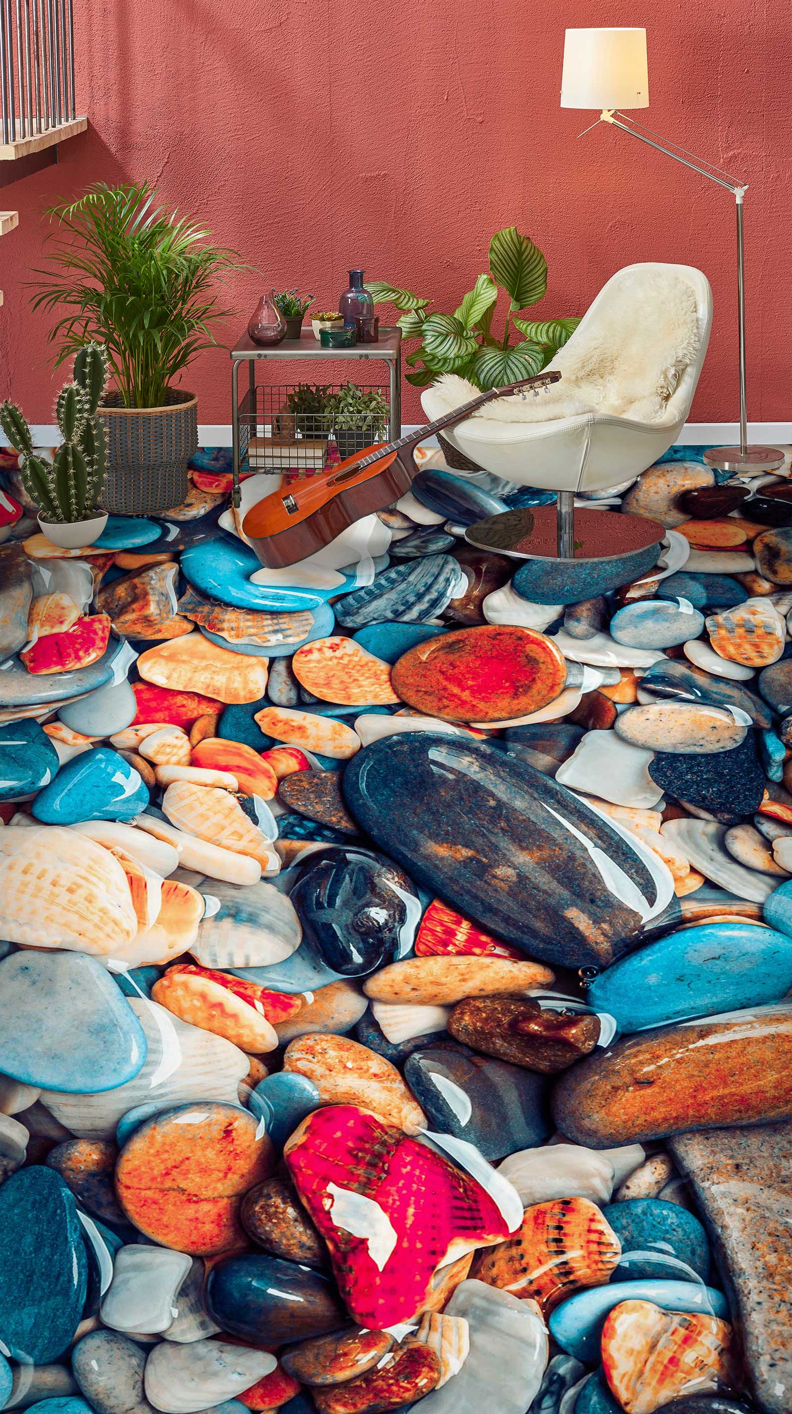 3D Rich Colors Of Pebbles 1100 Floor Mural  Wallpaper Murals Self-Adhesive Removable Print Epoxy