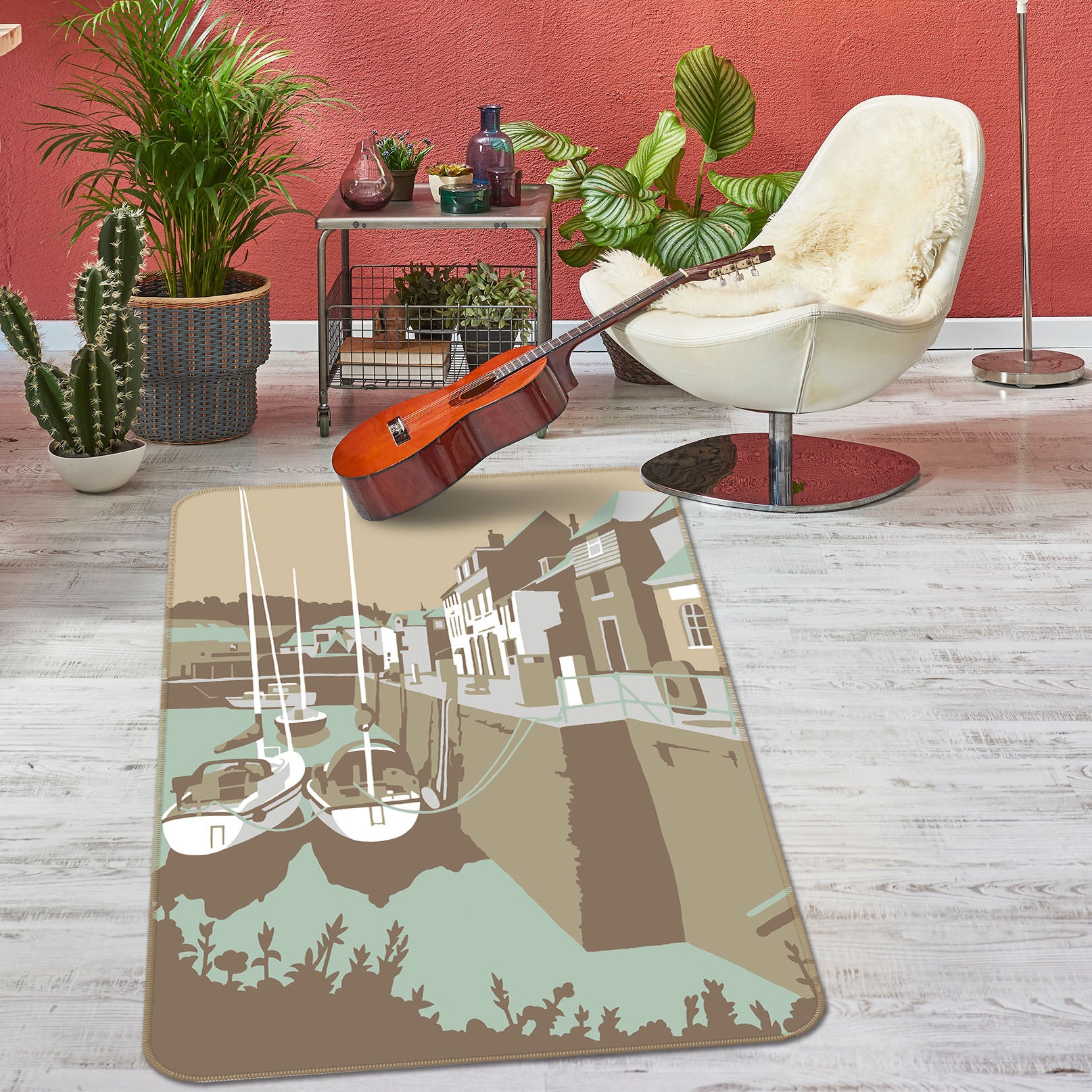 3D Padstow 1004 Steve Read Rug Non Slip Rug Mat