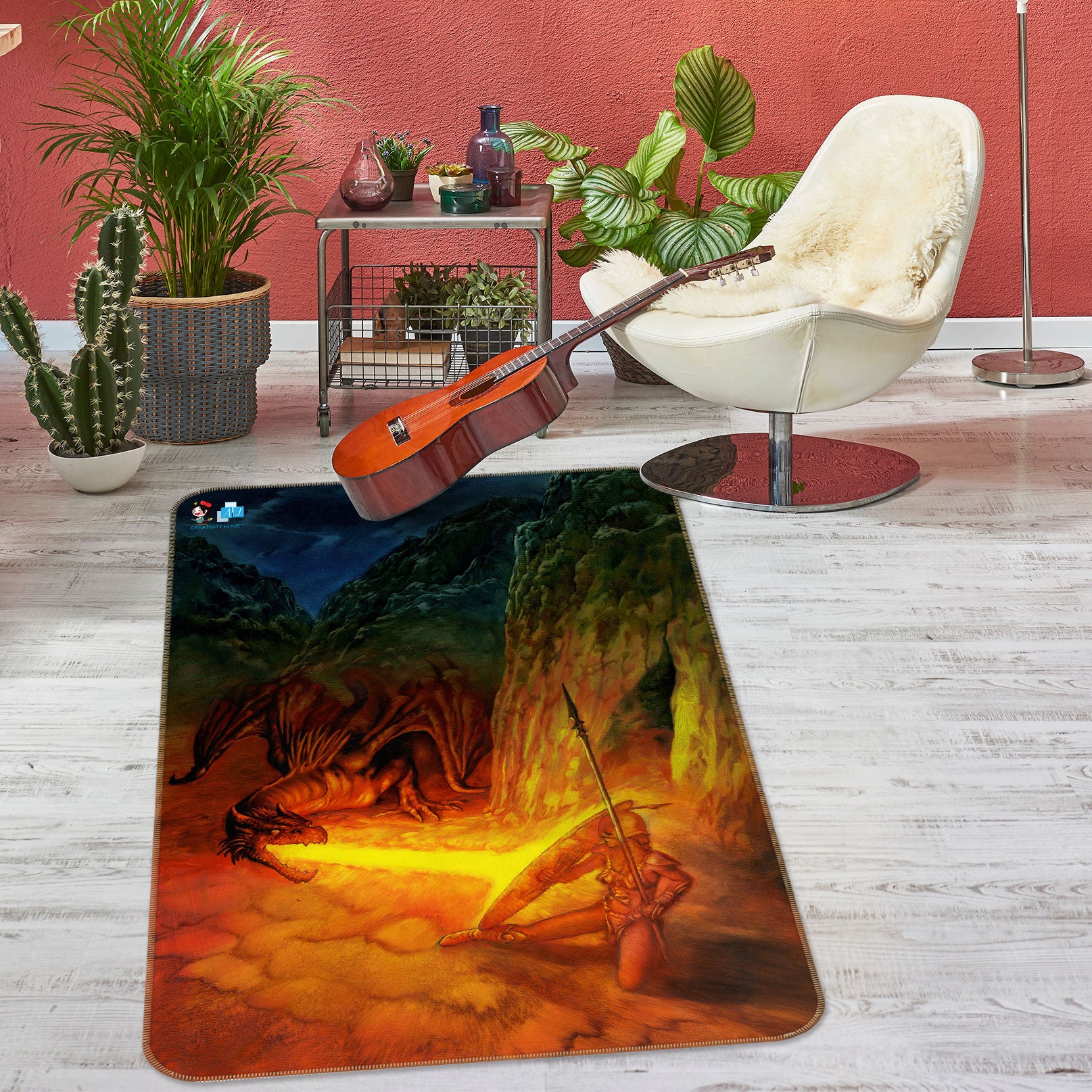 3D Spitfire Dragon Soldier 6031 Ciruelo Rug Non Slip Rug Mat