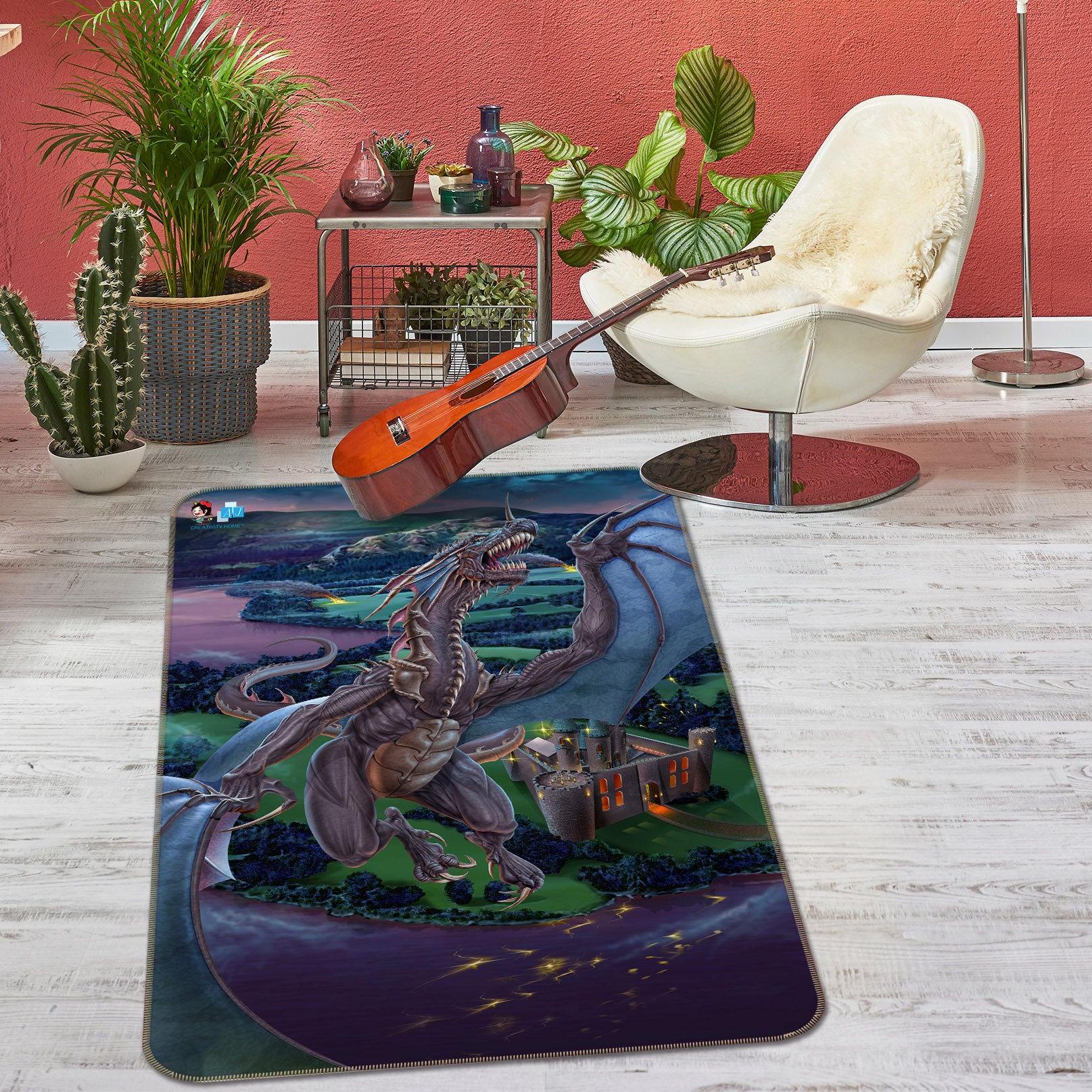 3D Wing Dragon 4135 Tom Wood Rug Non Slip Rug Mat