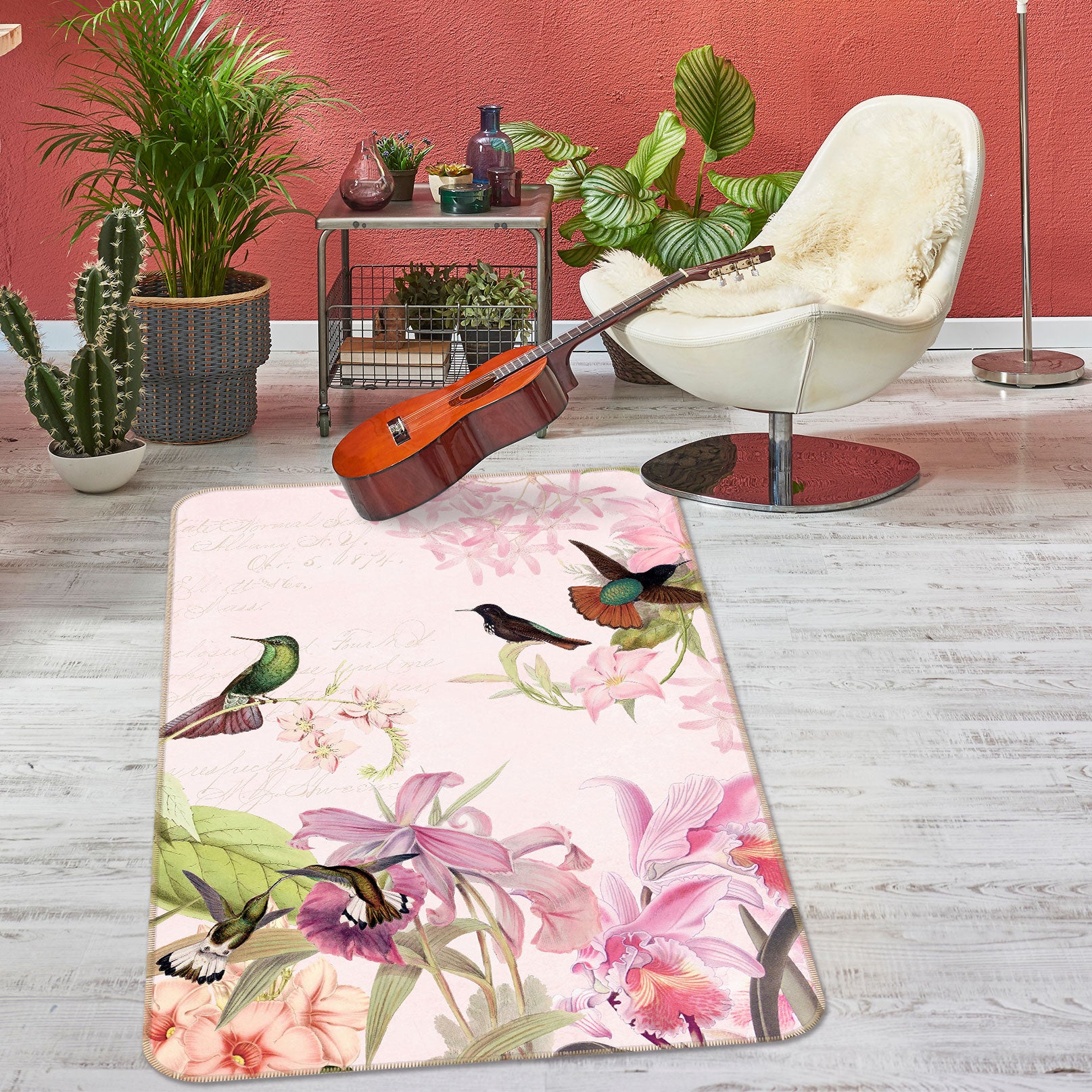 3D Kingfisher Flower 156 Uta Naumann Rug Non Slip Rug Mat
