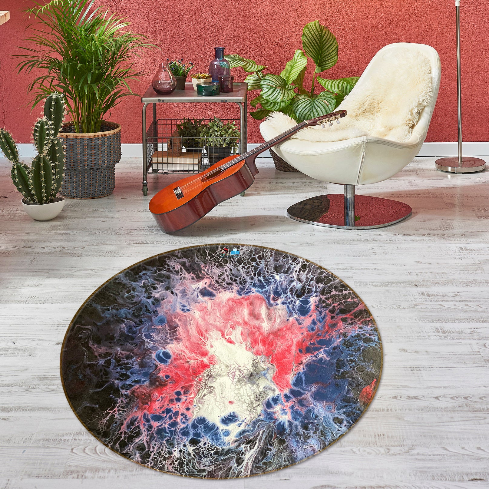 3D Pigment Ink Dyeing 40011 Valerie Latrice Rug Round Non Slip Rug Mat