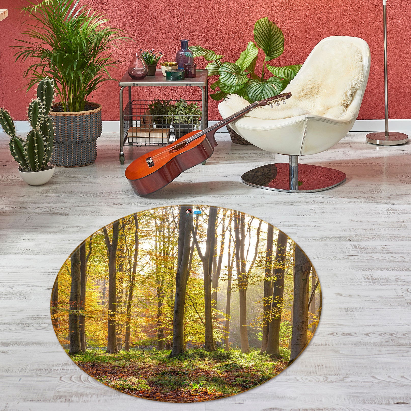 3D Forest Meadow 7577 Assaf Frank Rug Round Non Slip Rug Mat