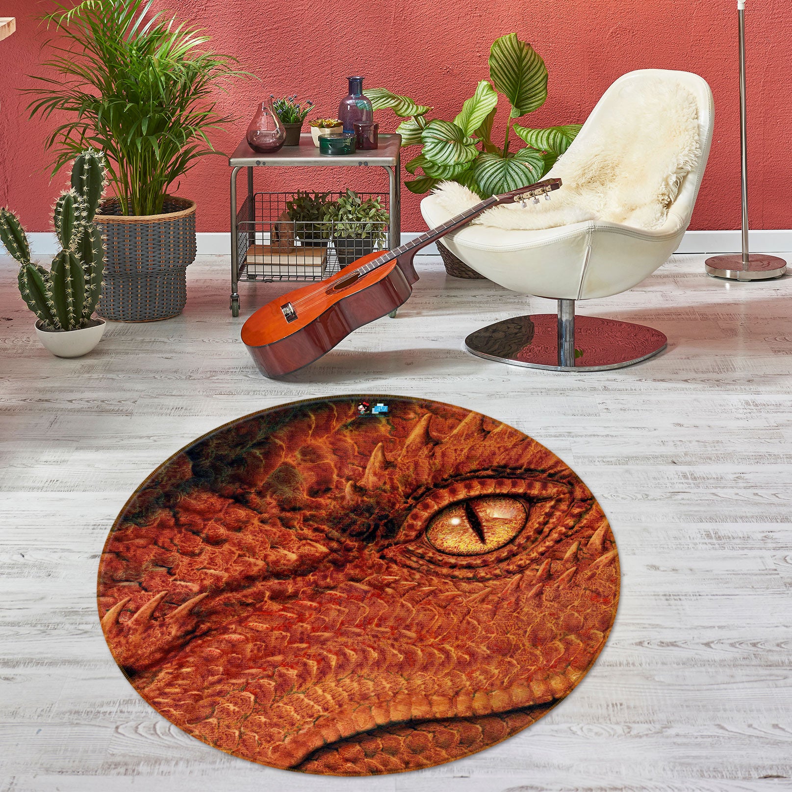 3D Dragon Eye 6154 Ciruelo Rug Round Non Slip Rug Mat