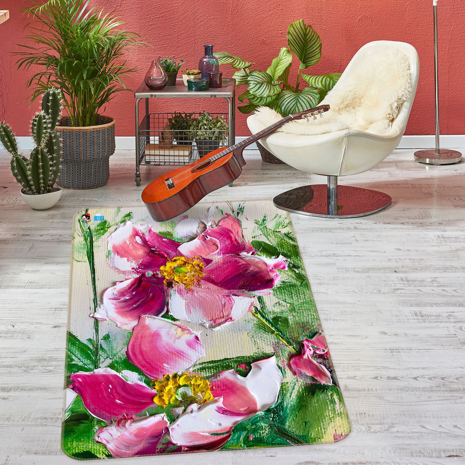 3D Flower Petals 1176 Skromova Marina Rug Non Slip Rug Mat