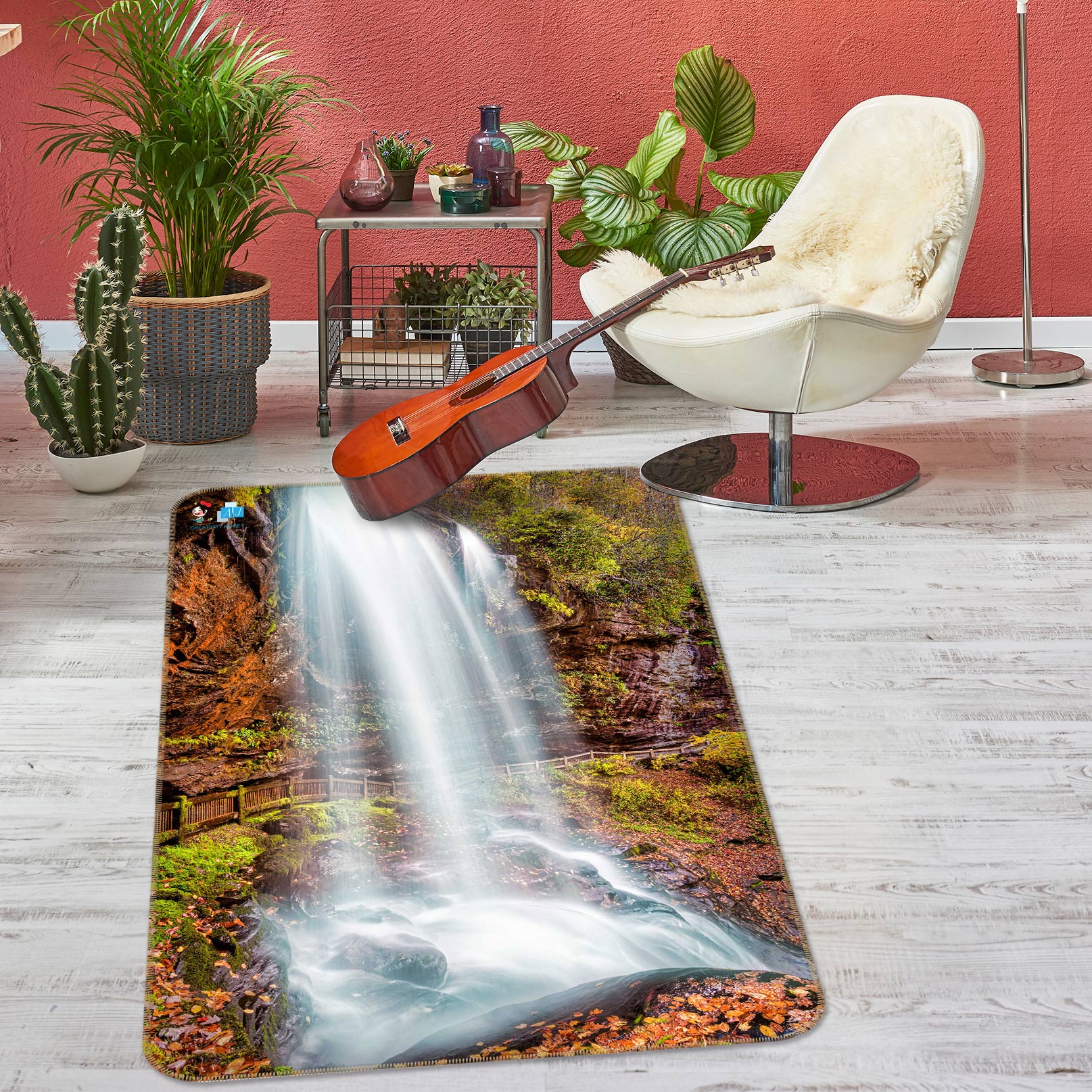 3D Waterfall Stone 5158 Beth Sheridan Rug Non Slip Rug Mat