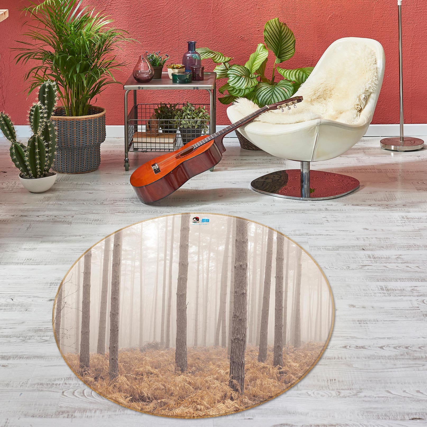 3D Forest Meadow 7590 Assaf Frank Rug Round Non Slip Rug Mat