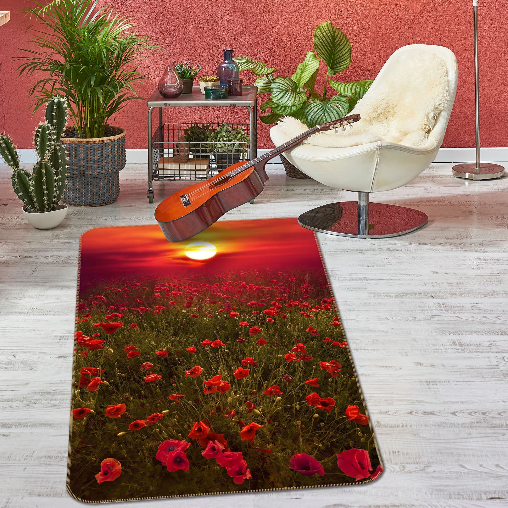 3D Red Garden 1183 Marco Carmassi Rug Non Slip Rug Mat