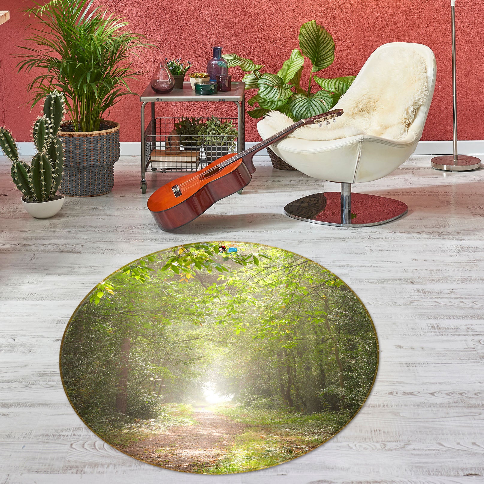 3D Sunshine Trees 7414 Assaf Frank Rug Round Non Slip Rug Mat