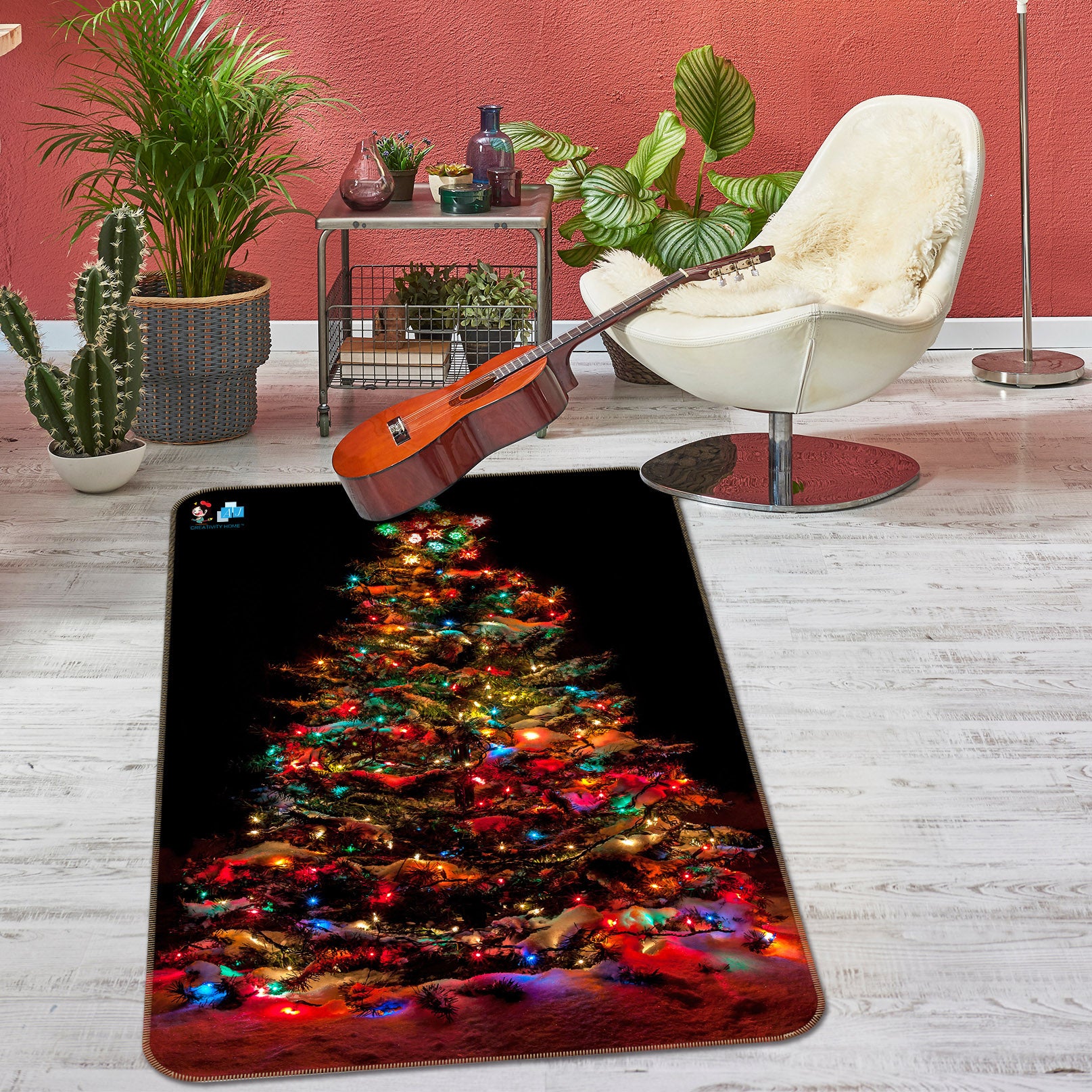 3D Colorful Tree 57026 Christmas Non Slip Rug Mat Xmas