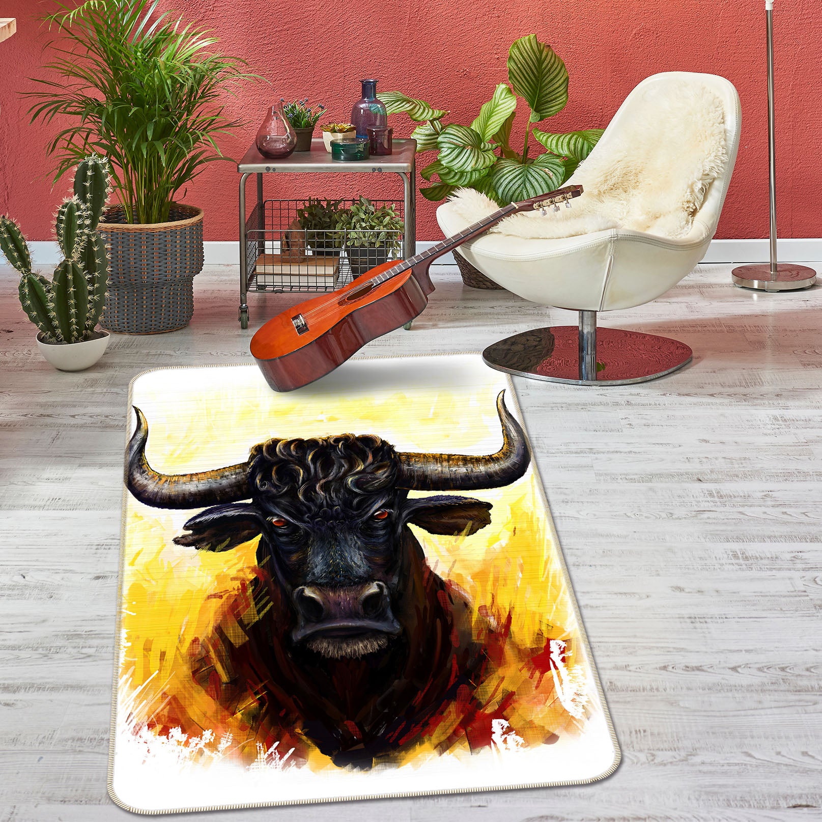 3D Black Cow 202 Animal Non Slip Rug Mat