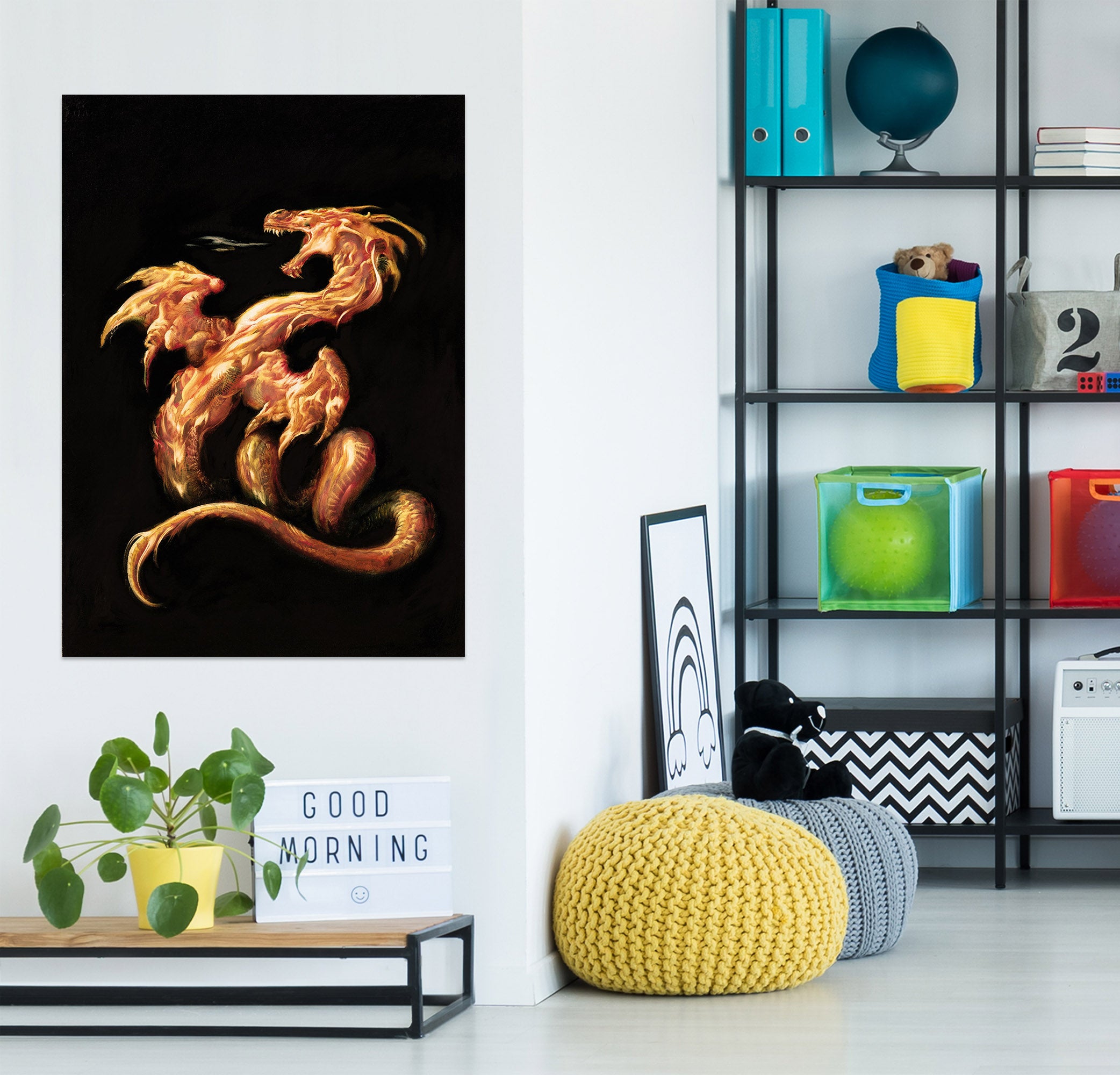 3D Dragon Golden 8128 Ciruelo Wall Sticker