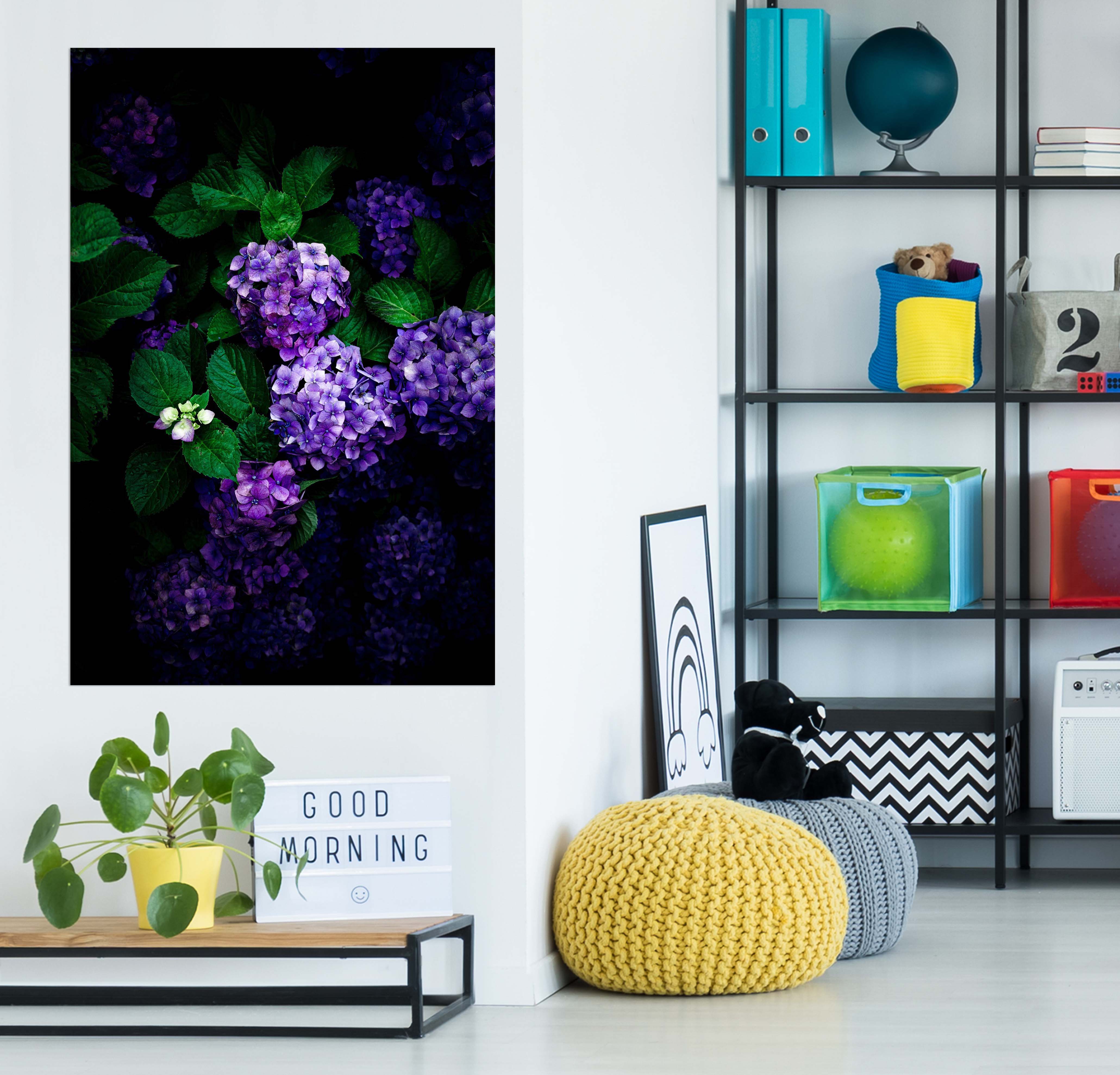 3D Purple Hydrangea 027 Noirblanc777 Wall Sticker