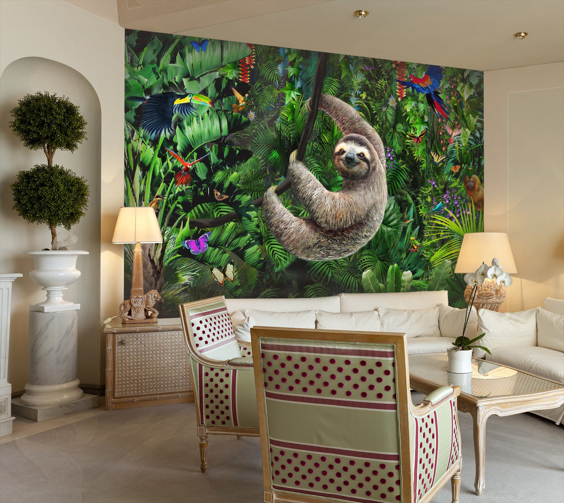 3D Forest Sloth 1427 Adrian Chesterman Wall Mural Wall Murals