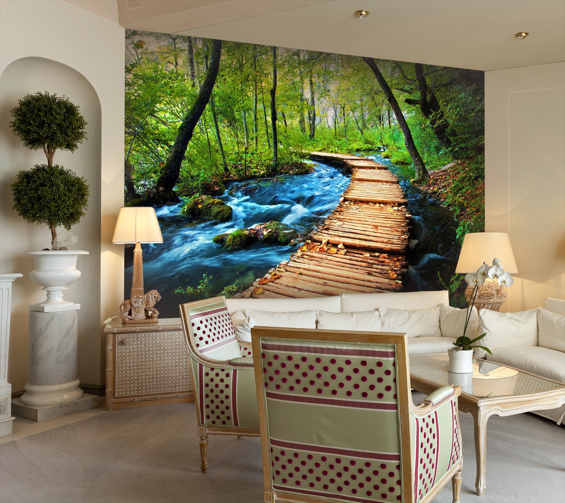 3D Forest Stream 018 Wall Murals