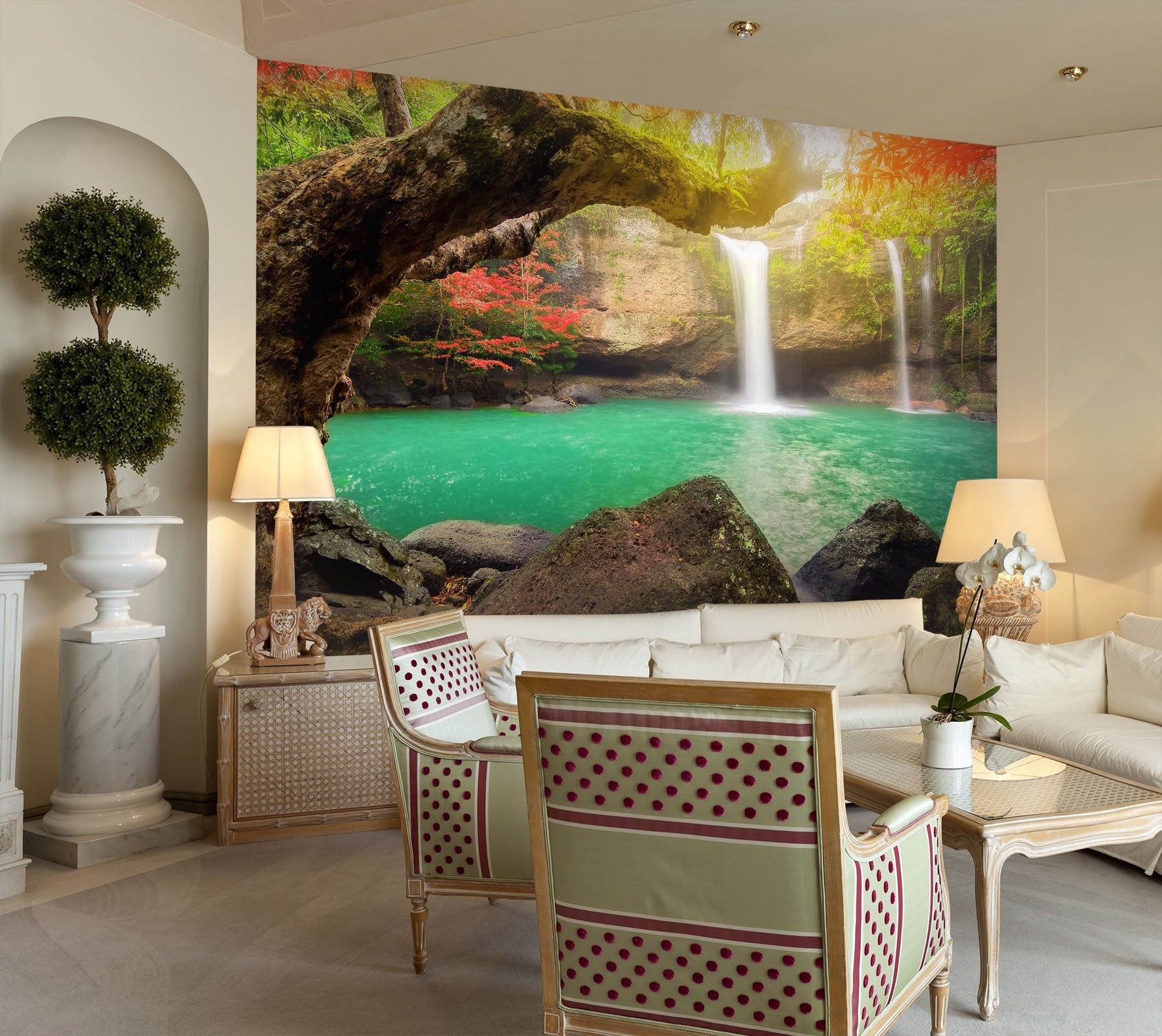 3D Heo Suwat Waterfall 30 Wall Murals Wallpaper AJ Wallpaper 2 