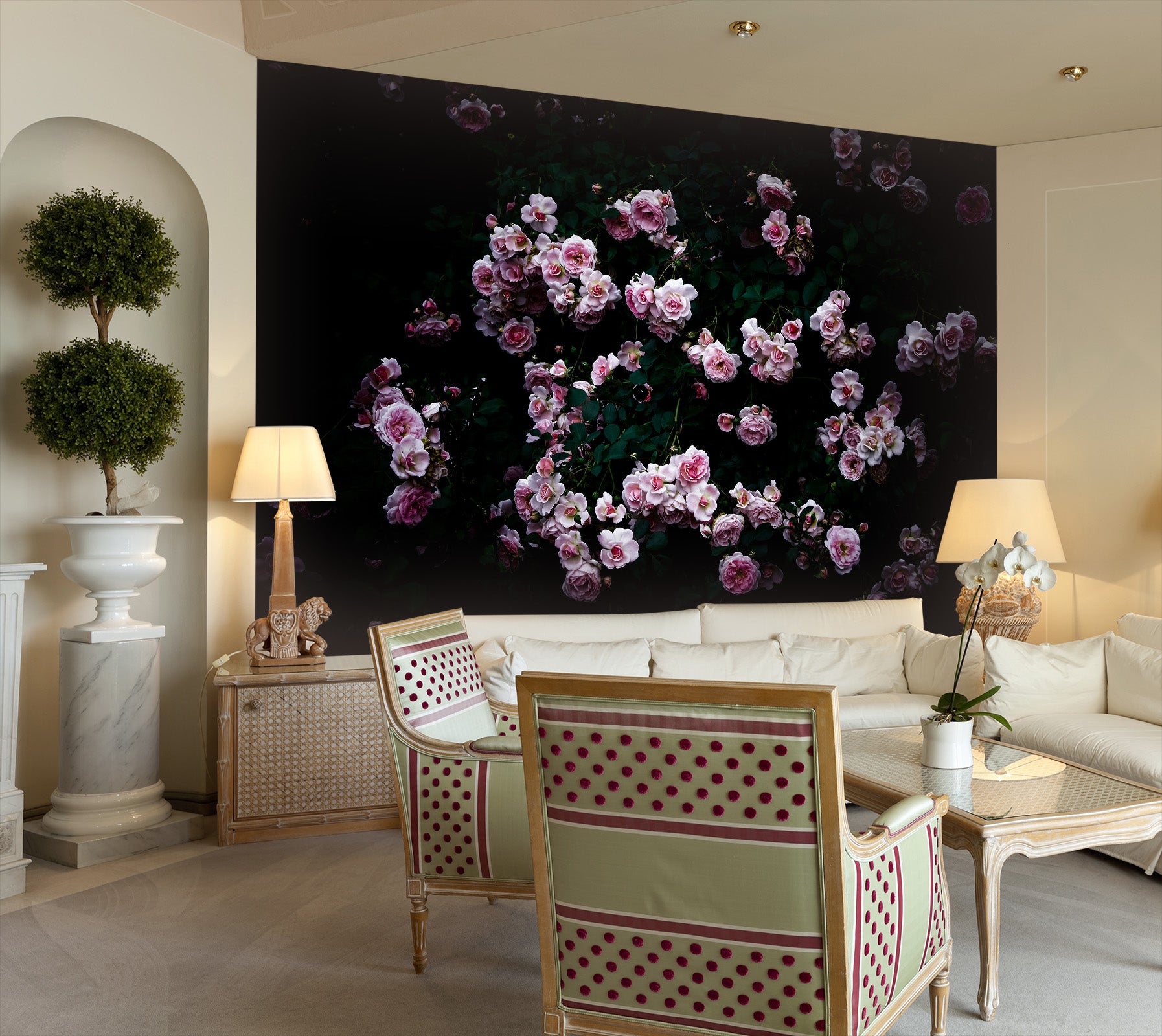 3D Pink Flowers 105 Noirblanc777 Wall Mural Wall Murals