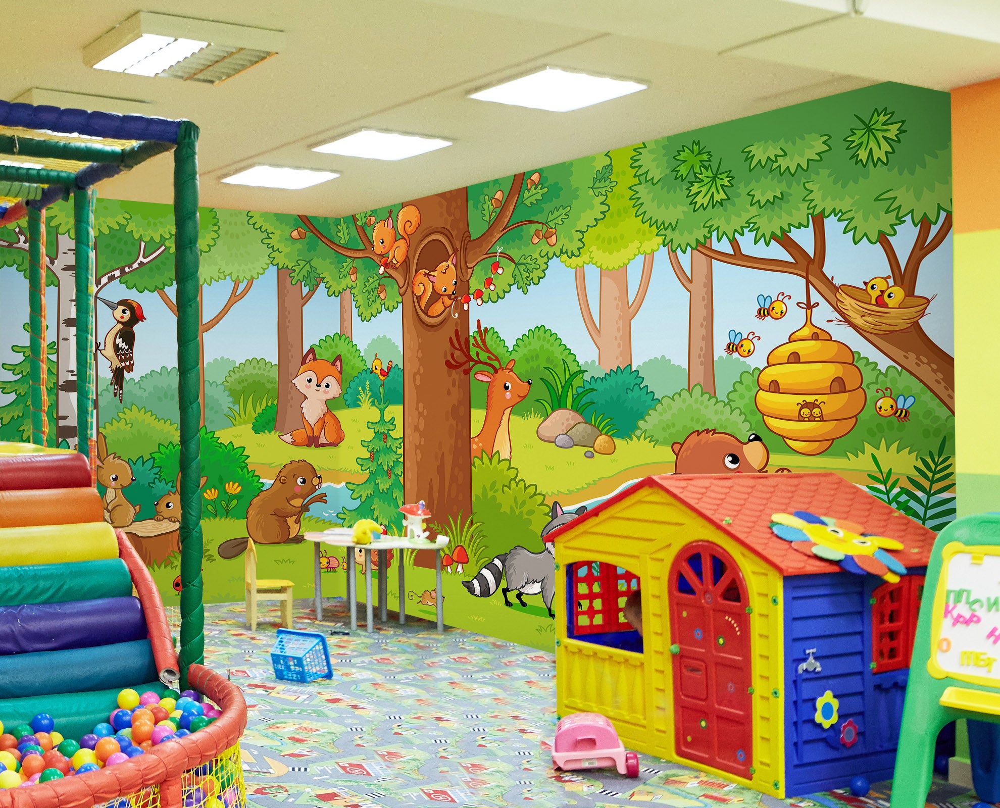 3D Forest Small Animals 1416 Indoor Play Centres Wall Murals
