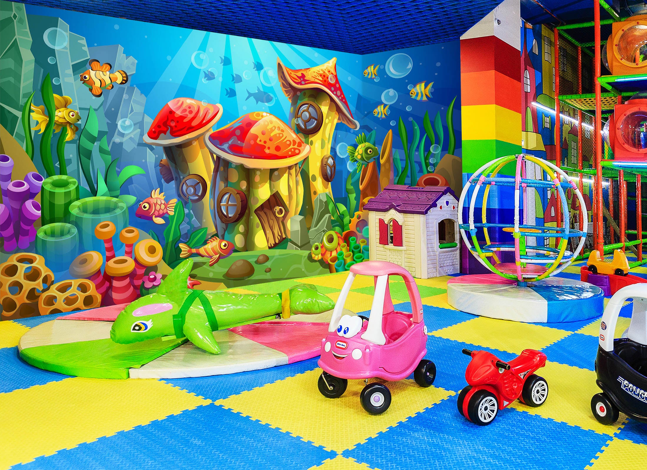3D Undersea Houses 1431 Indoor Play Centres Wall Murals