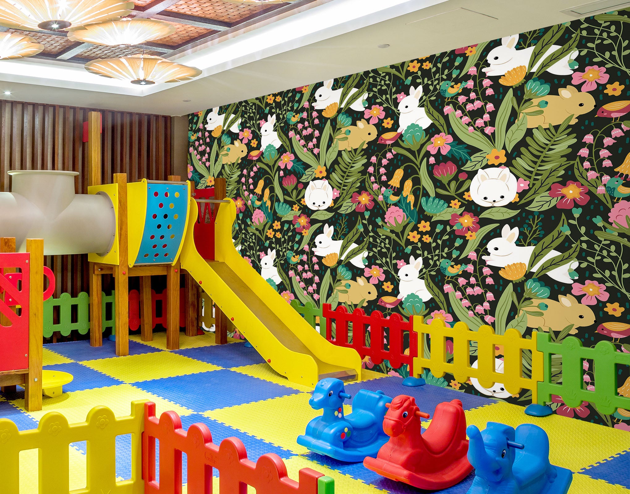 3D Flowers White Rabbit 1427 Indoor Play Centres Wall Murals