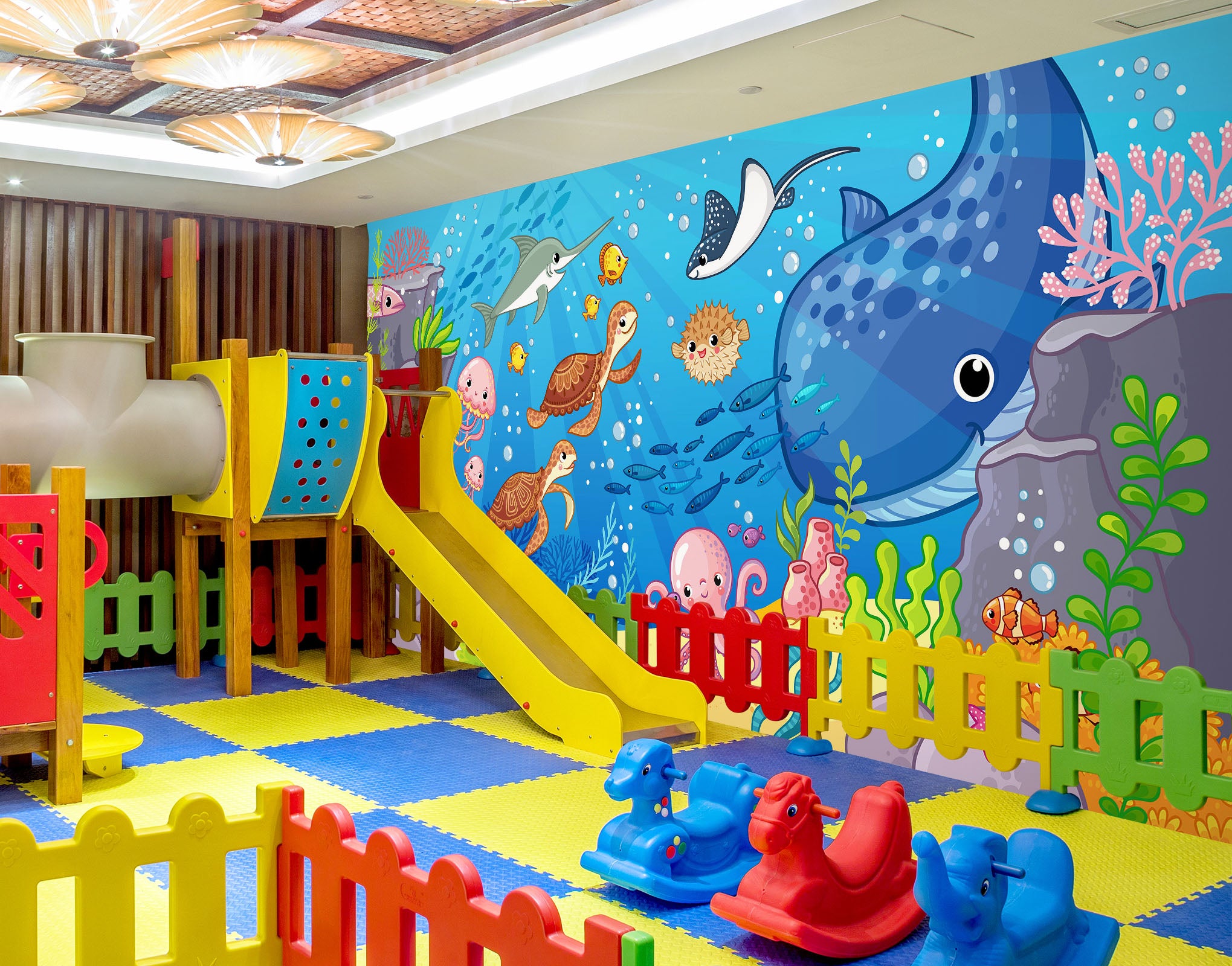 3D Cartoon Whale 1417 Indoor Play Centres Wall Murals