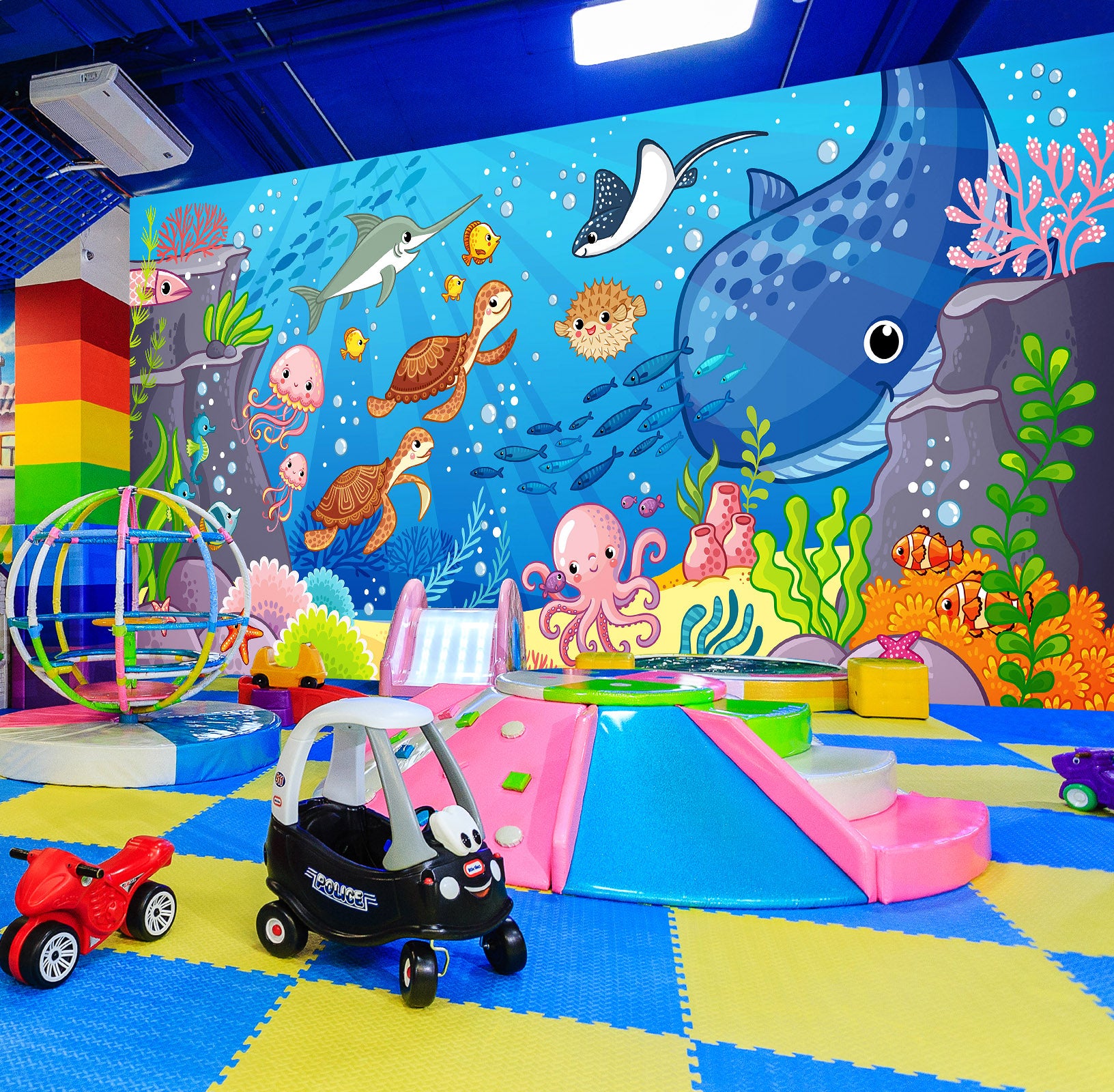 3D Cartoon Whale 1417 Indoor Play Centres Wall Murals
