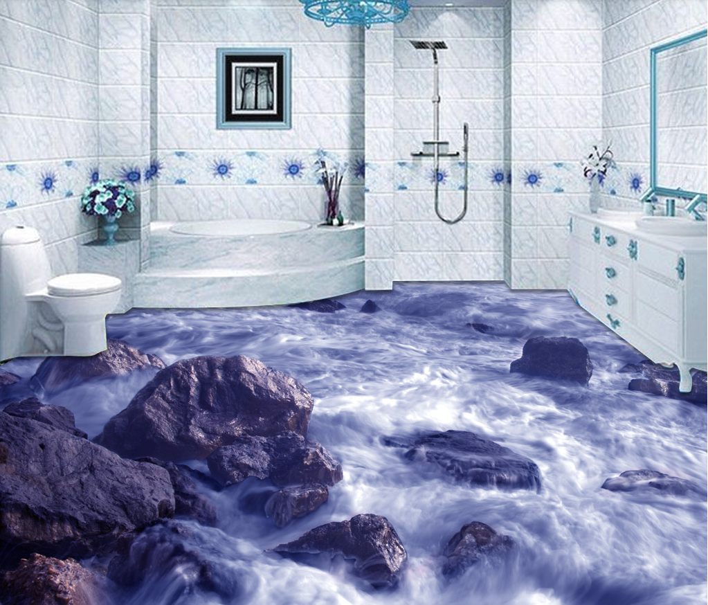3D Rapids River Water 508 Floor Mural  Wallpaper Murals Rug & Mat Print Epoxy waterproof bath floor