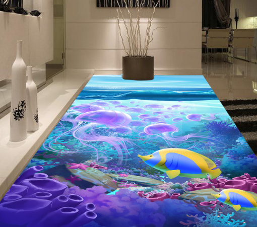3D Purple Jellyfish 255 Floor Mural Wallpaper AJ Wallpaper 2 